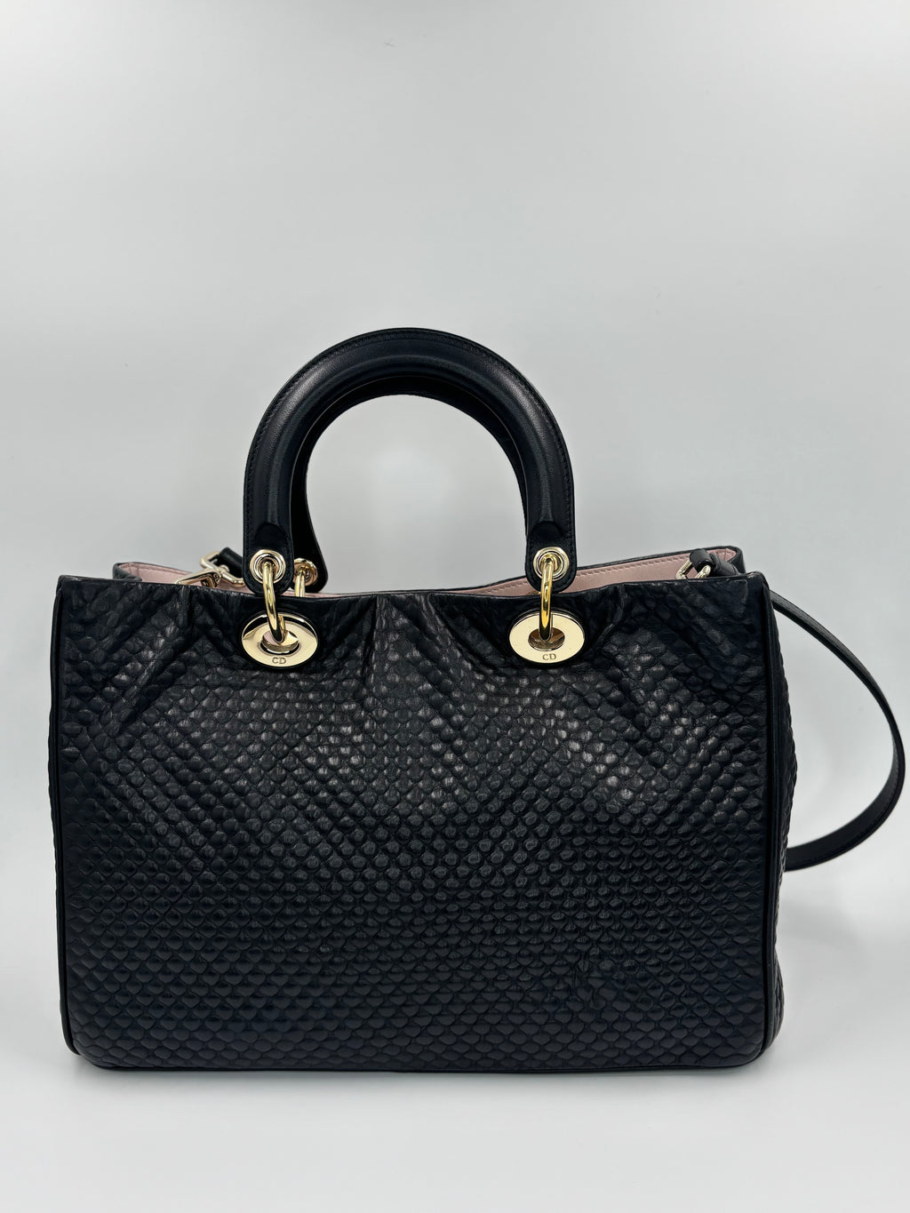 Christian Dior Quilted Leather Tote Bag with Embroidery