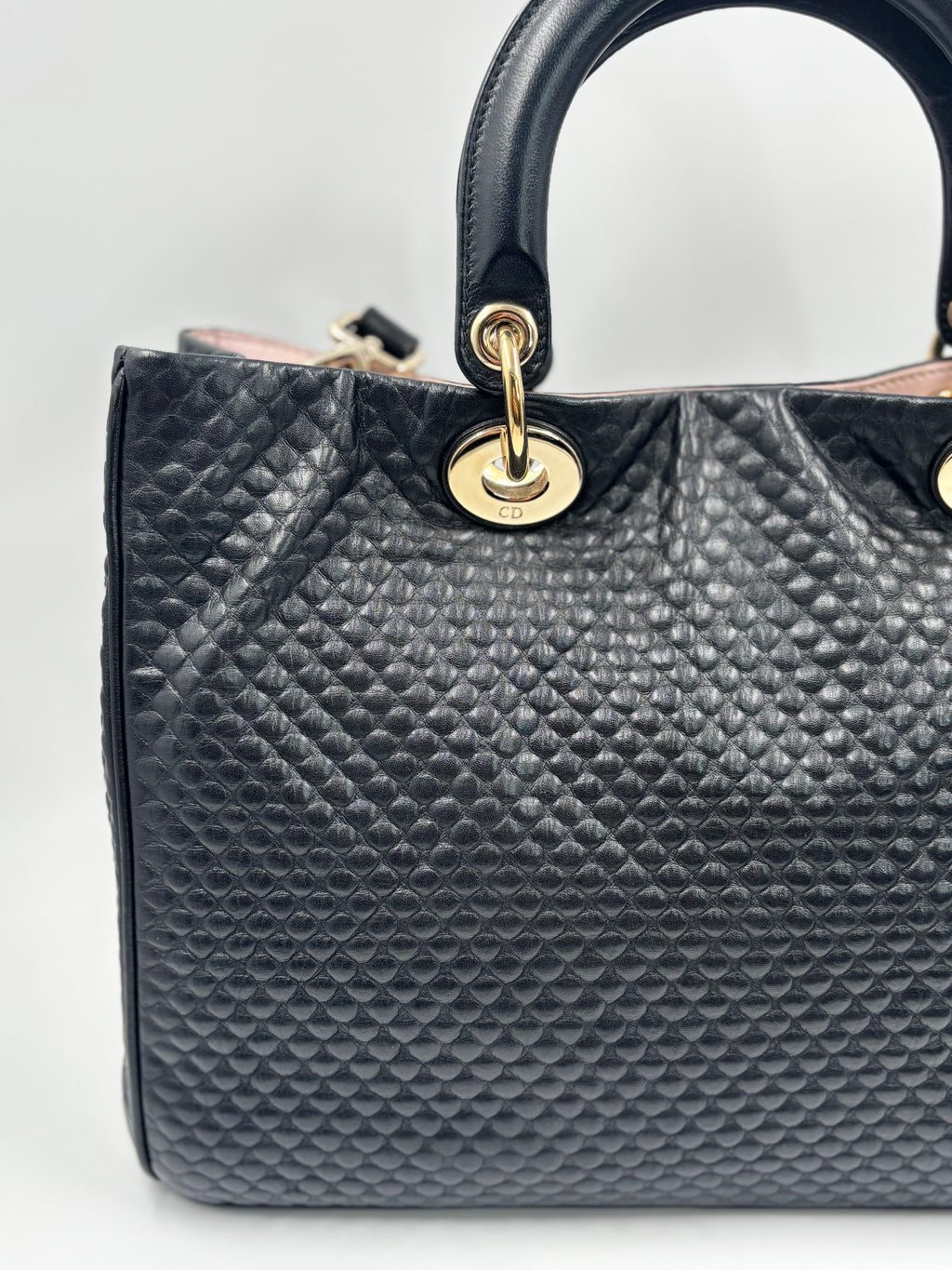 Christian Dior Quilted Leather Tote Bag with Embroidery