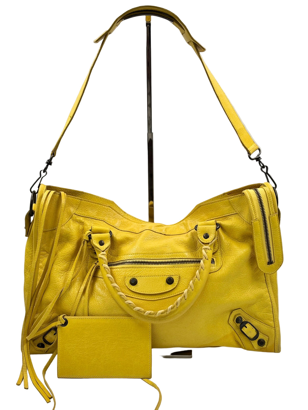 Balenciaga Curry Lambskin Leather Motorcycle City Bag
