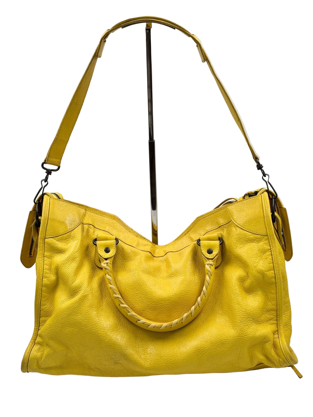 Balenciaga Curry Lambskin Leather Motorcycle City Bag