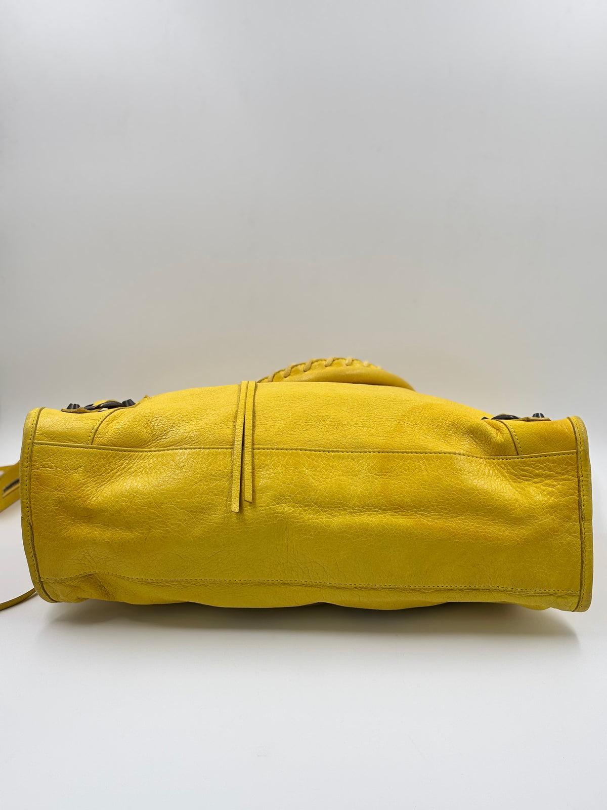 Balenciaga Curry Lambskin Leather Motorcycle City Bag