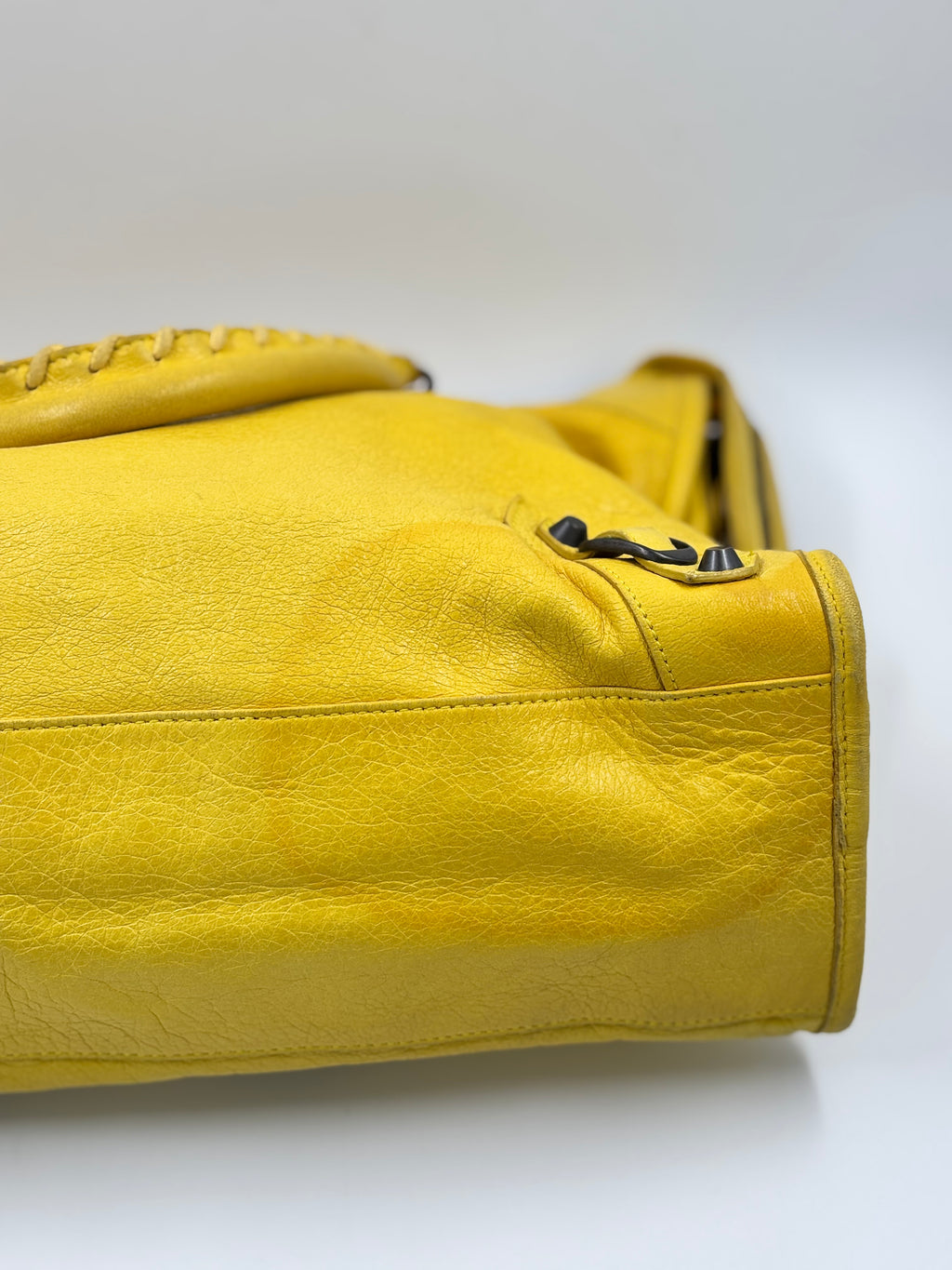 Balenciaga Curry Lambskin Leather Motorcycle City Bag