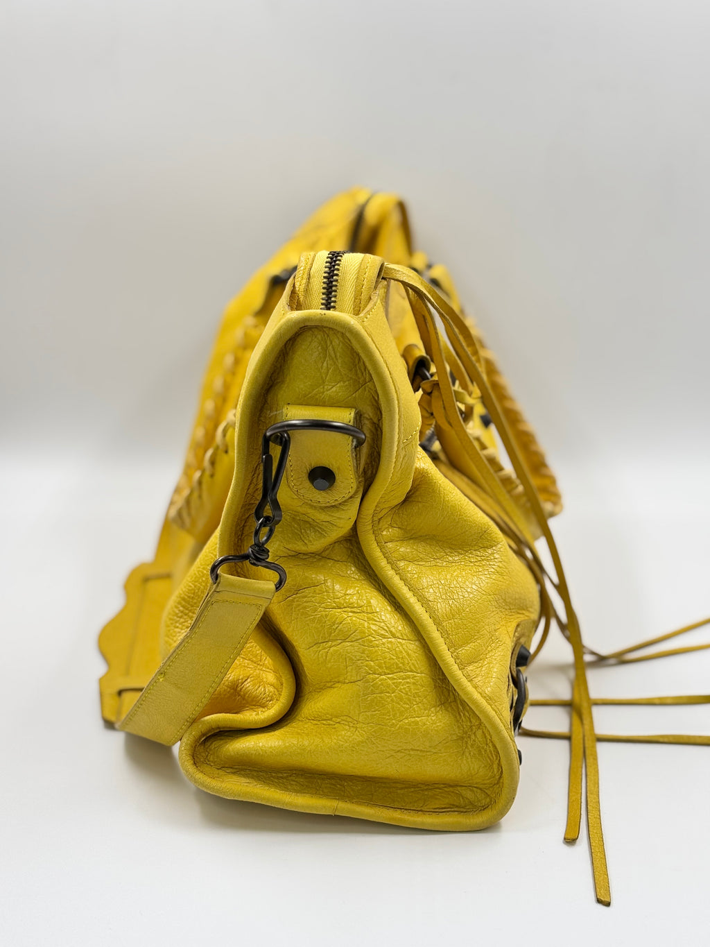 Balenciaga Curry Lambskin Leather Motorcycle City Bag