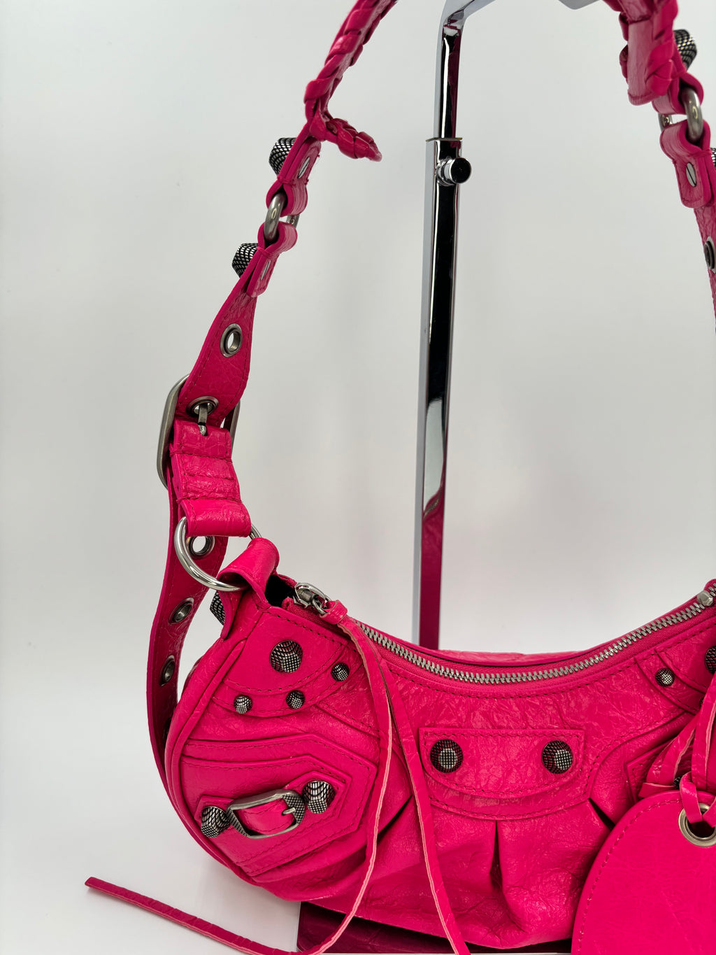 Balenciaga Pink Lambskin Leather Le Cagole XS Crossbody Bag