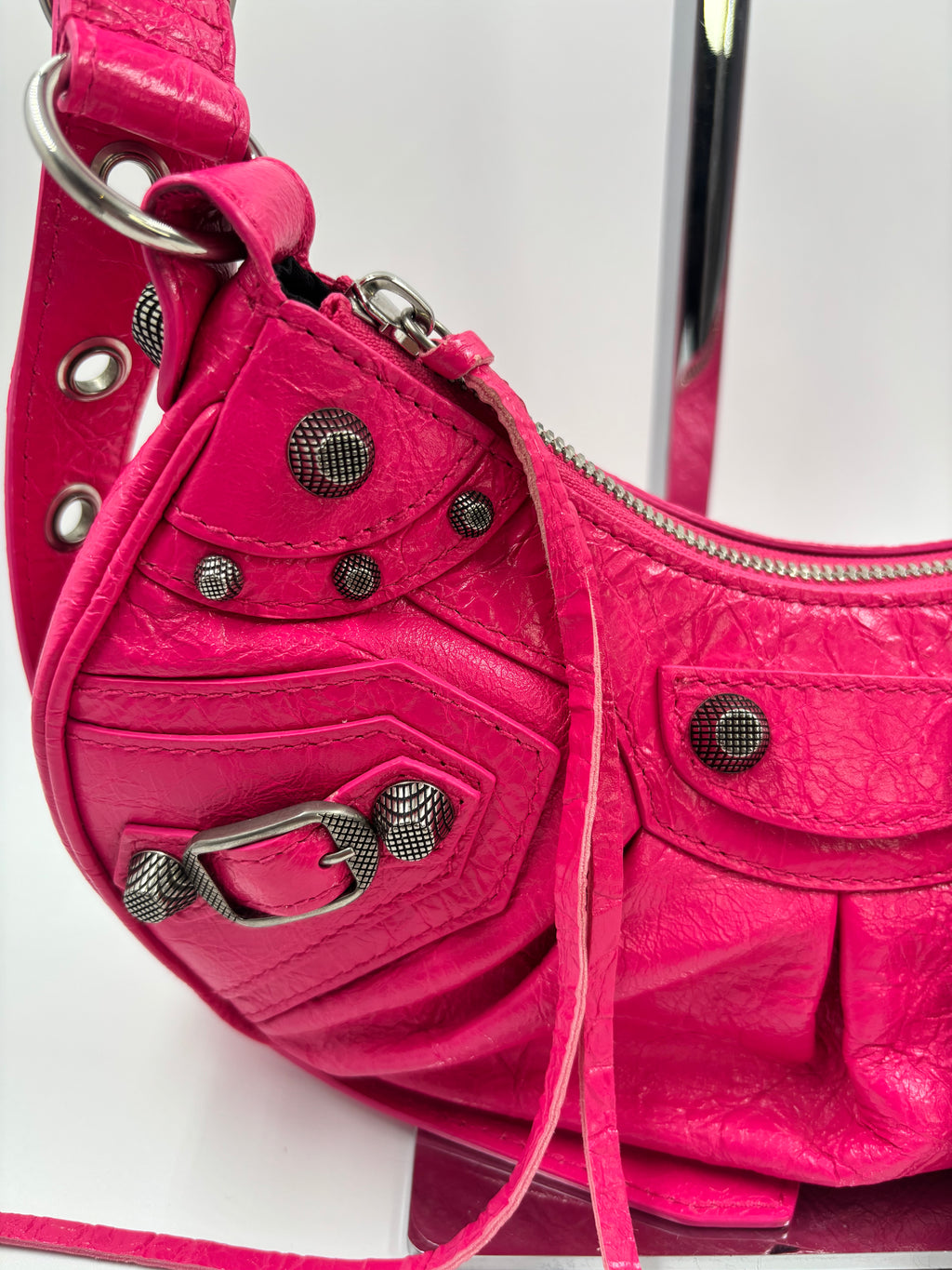 Balenciaga Pink Lambskin Leather Le Cagole XS Crossbody Bag