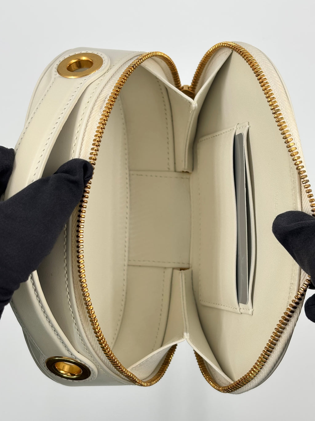 Christian Dior Off-White Smooth Leather CD Signature Oval Camera Bag