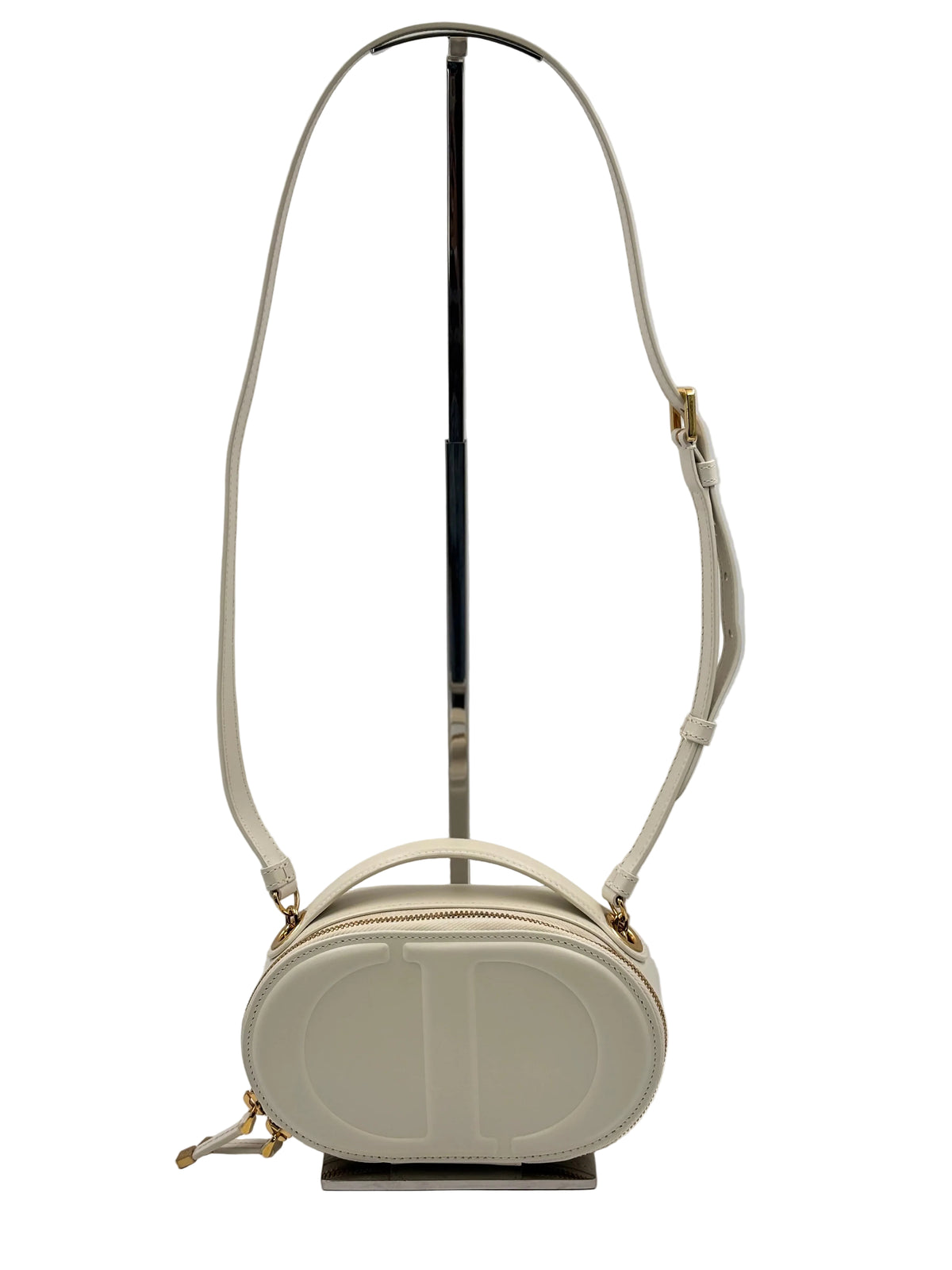 Christian Dior Off-White Smooth Leather CD Signature Oval Camera Bag