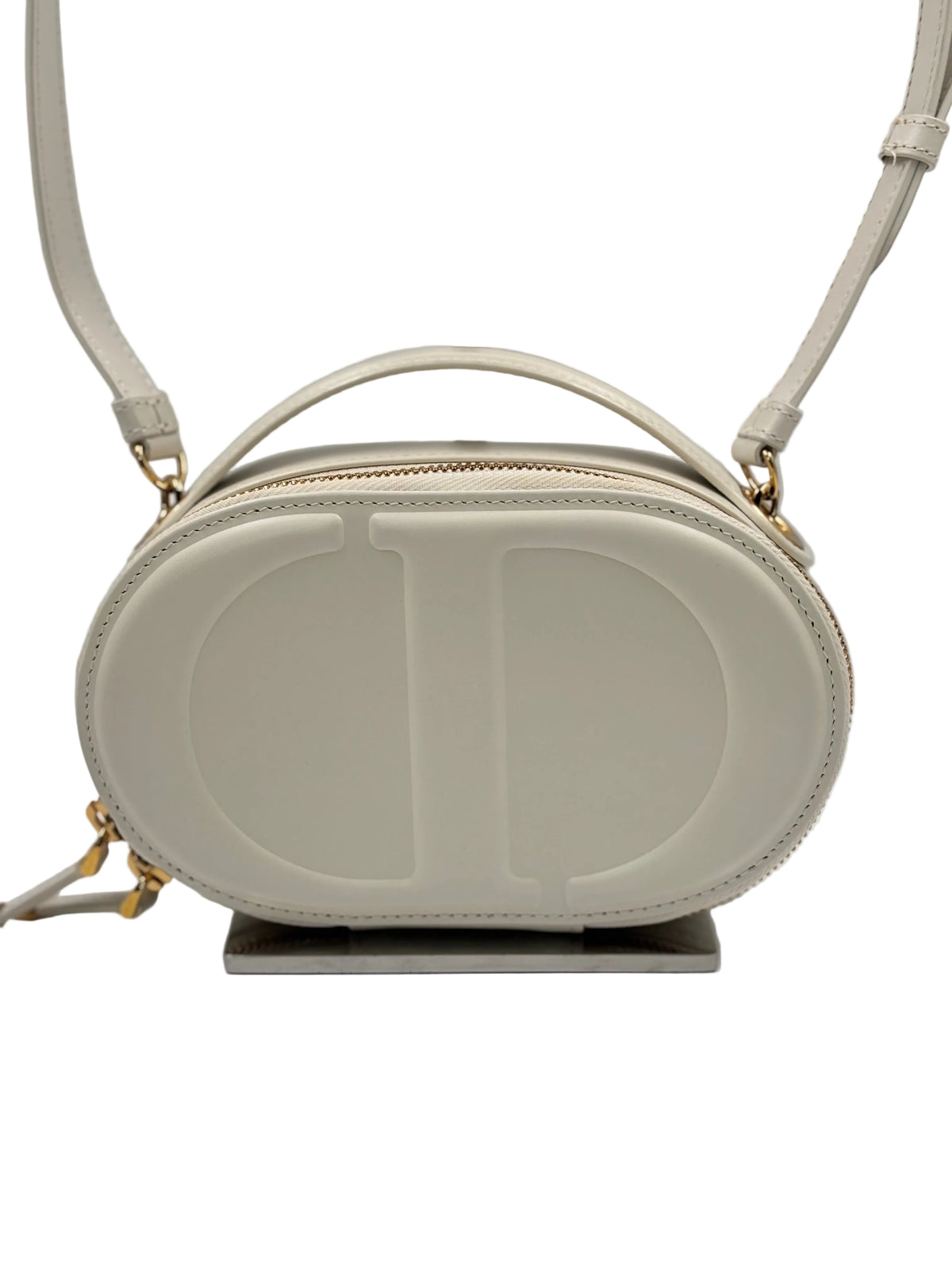 Christian Dior Off-White Smooth Leather CD Signature Oval Camera Bag