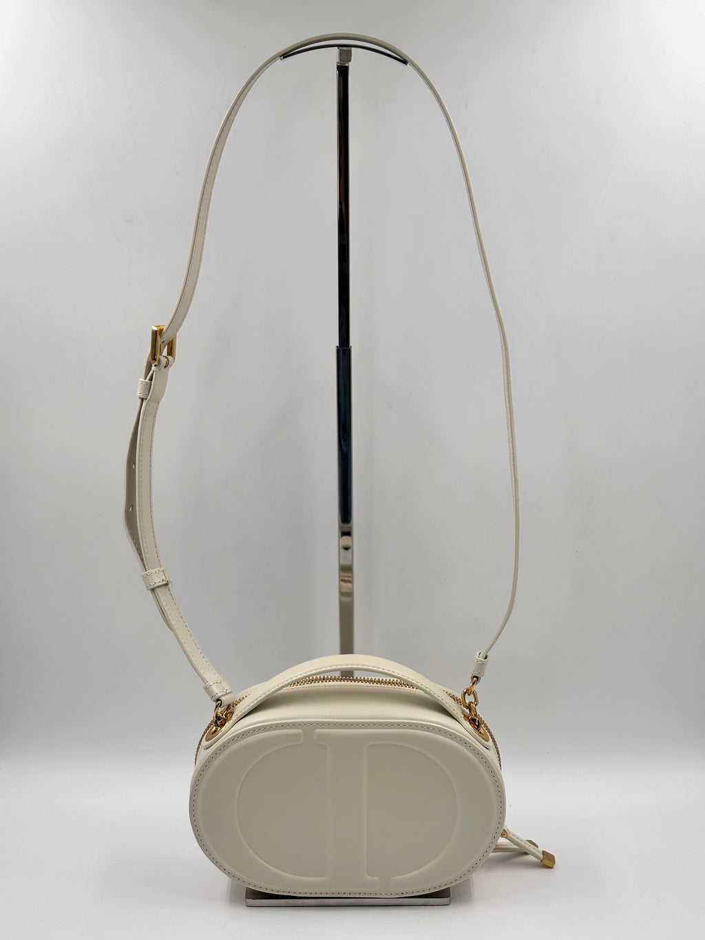 Christian Dior Off-White Smooth Leather CD Signature Oval Camera Bag