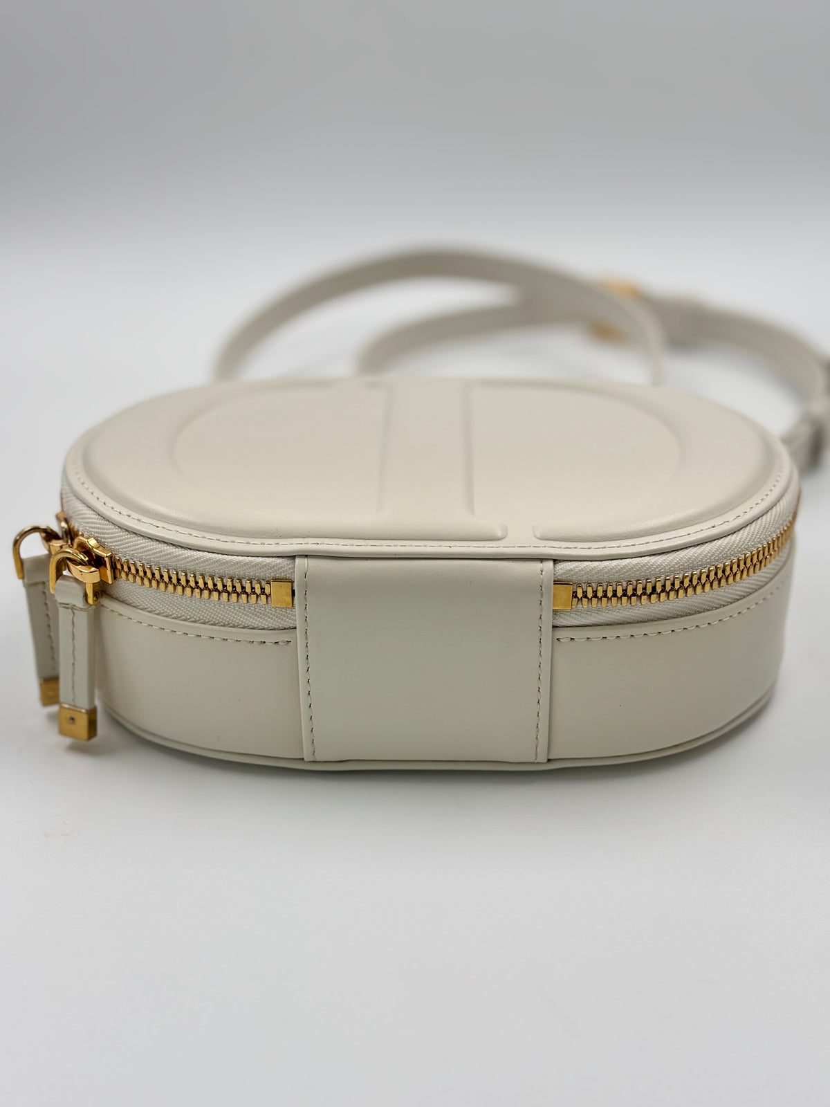 Christian Dior Off-White Smooth Leather CD Signature Oval Camera Bag