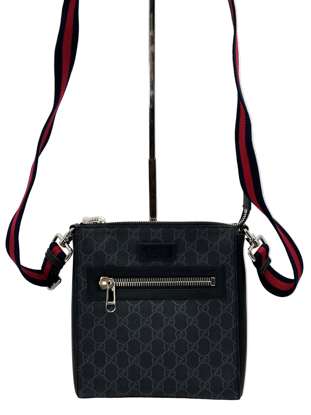 Gucci Black GG Supreme Coated Canvas Flat Messenger Bag