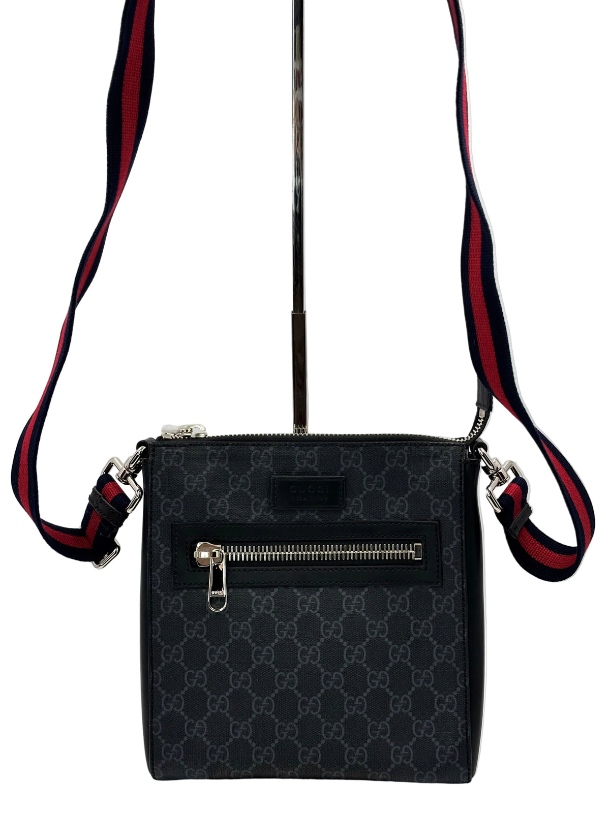 Gucci Black GG Supreme Coated Canvas Flat Messenger Bag