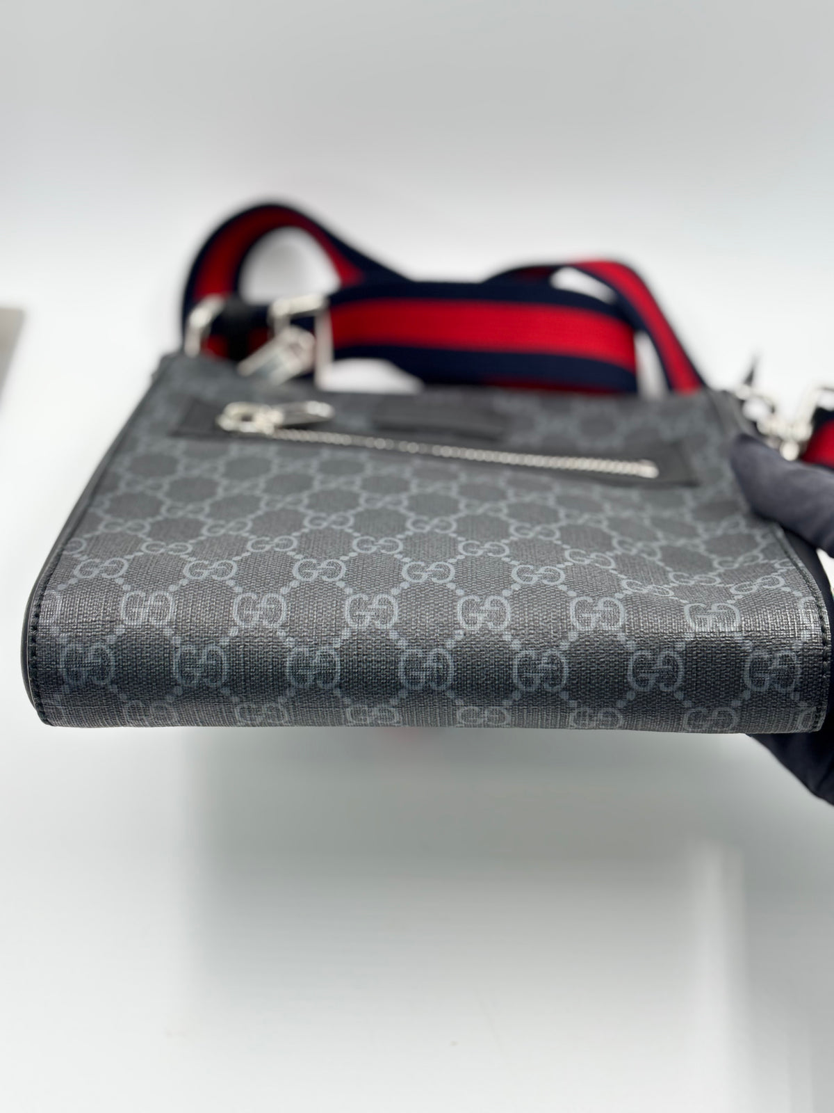 Gucci Black GG Supreme Coated Canvas Flat Messenger Bag