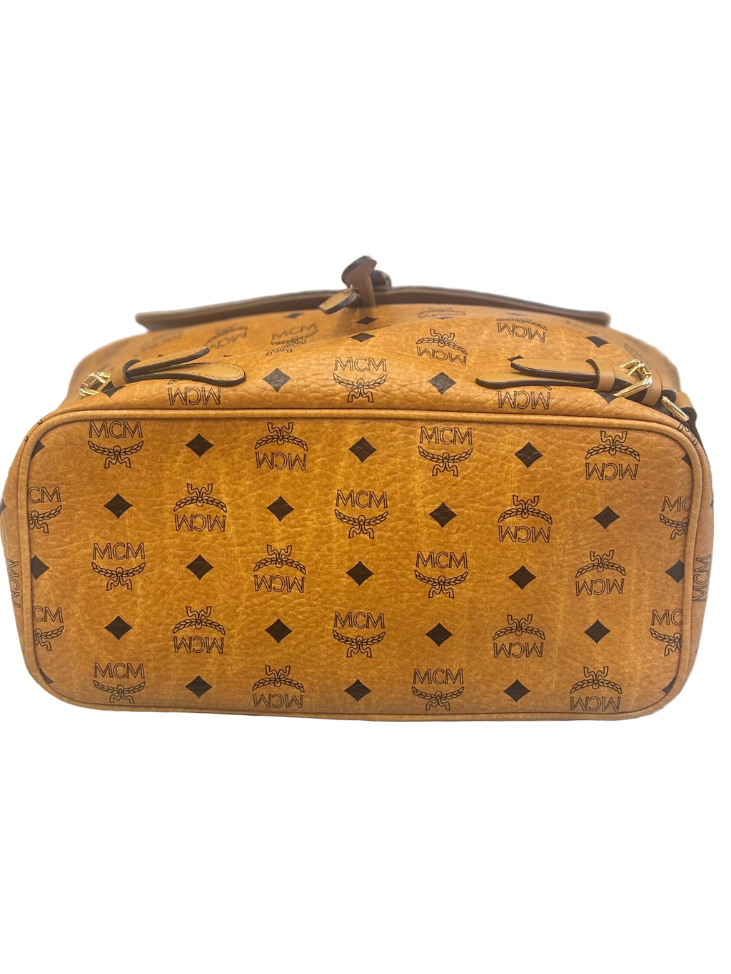MCM Cognac Visetos Coated Canvas & Leather Medium Bradenburg Drawsting Backpack