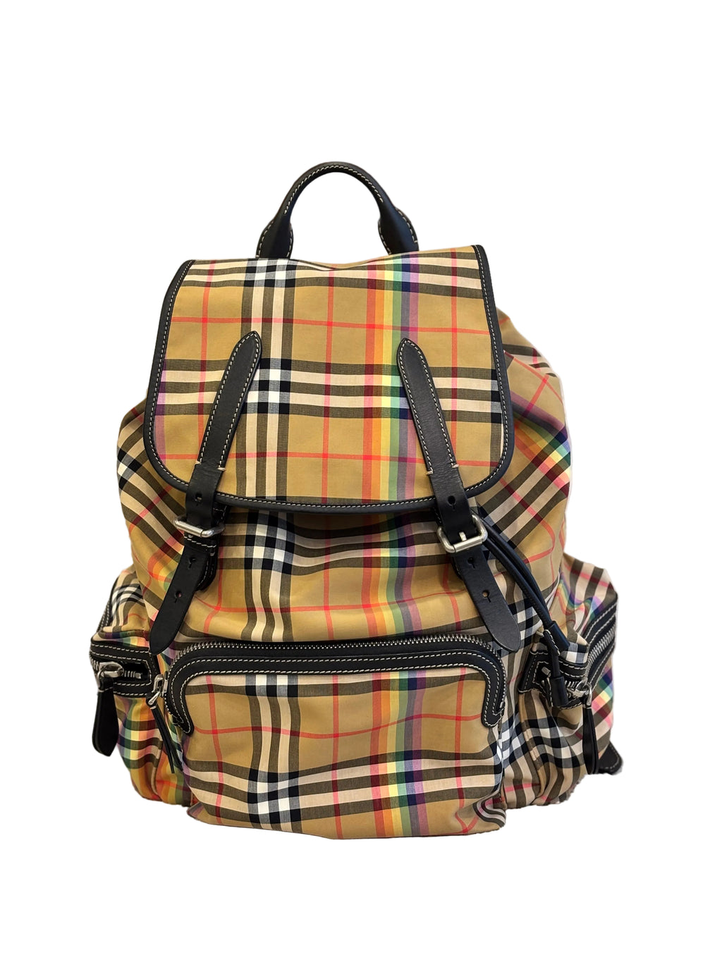 Burberry Vintage Rainbow Check Medium Rucksack Backpack