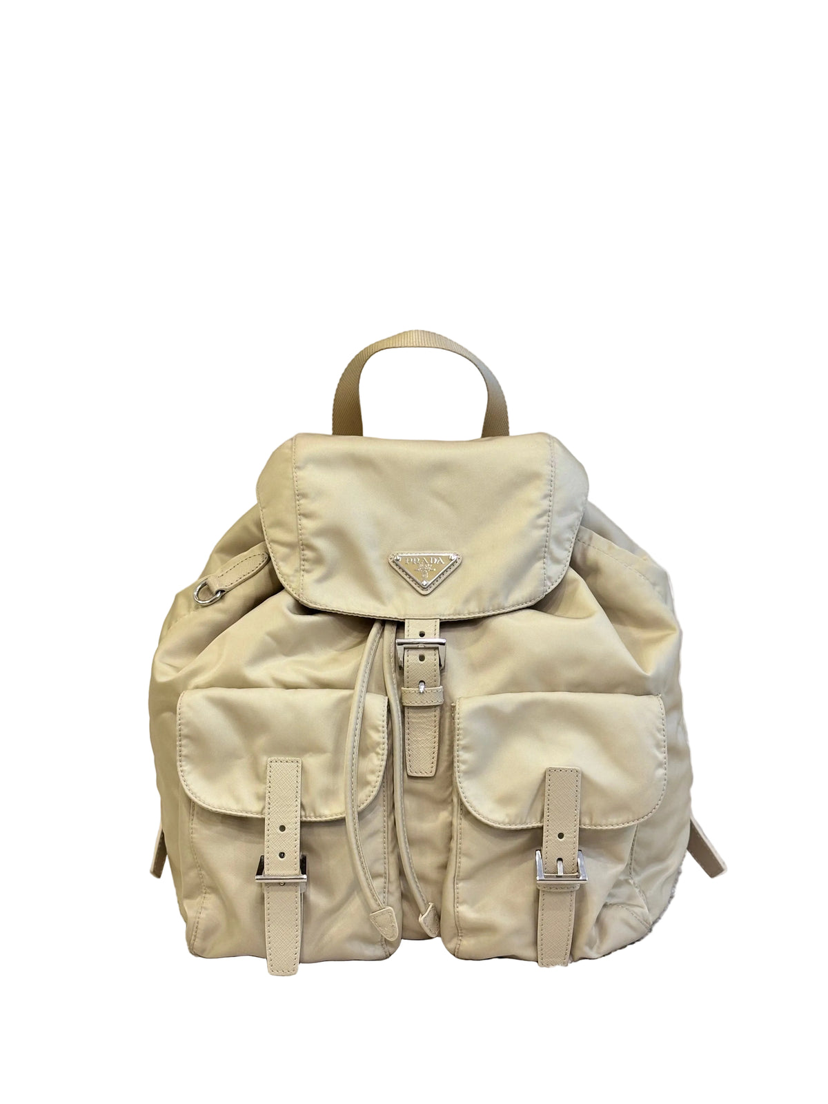 Prada Beige Re-Nylon Medium  Backpack