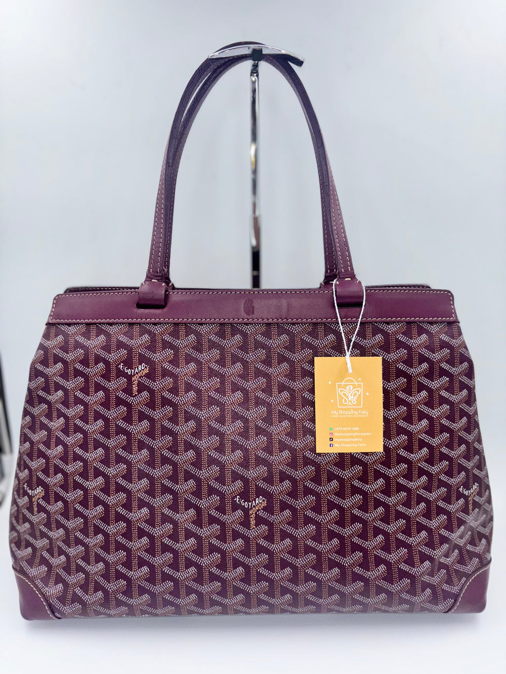 Goyard Burgundy Chevron Coated Canvas Bellechasse PM Tote Bag