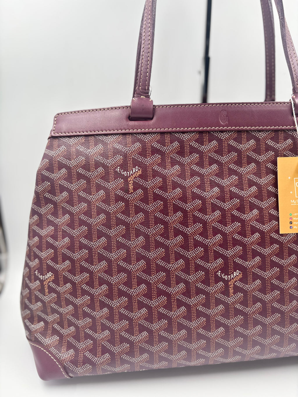 Goyard Burgundy Chevron Coated Canvas Bellechasse PM Tote Bag