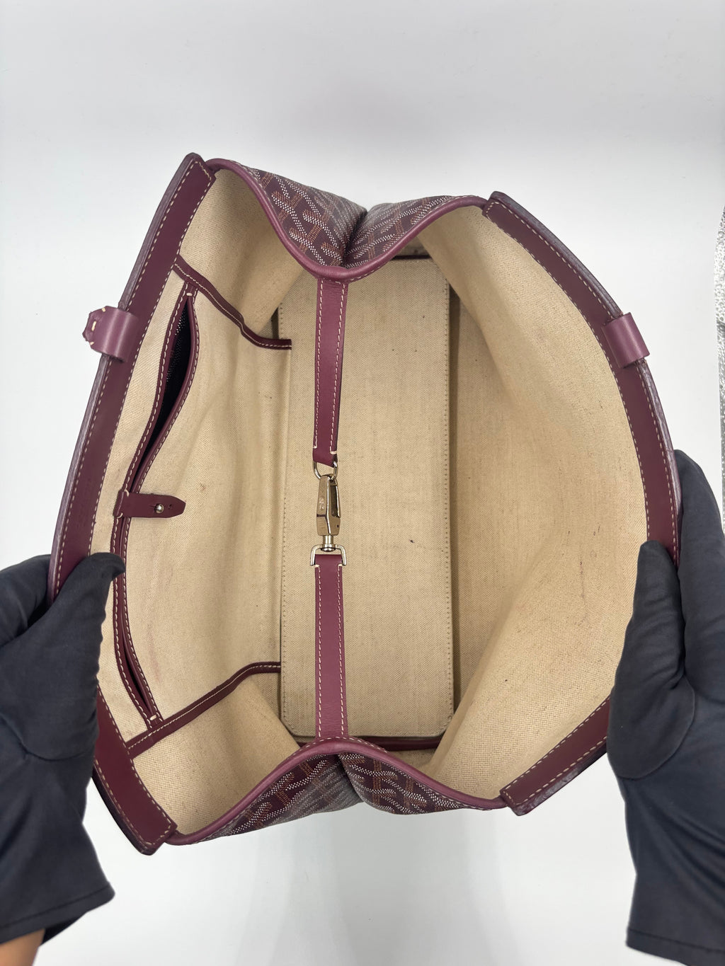 Goyard Burgundy Chevron Coated Canvas Bellechasse PM Tote Bag