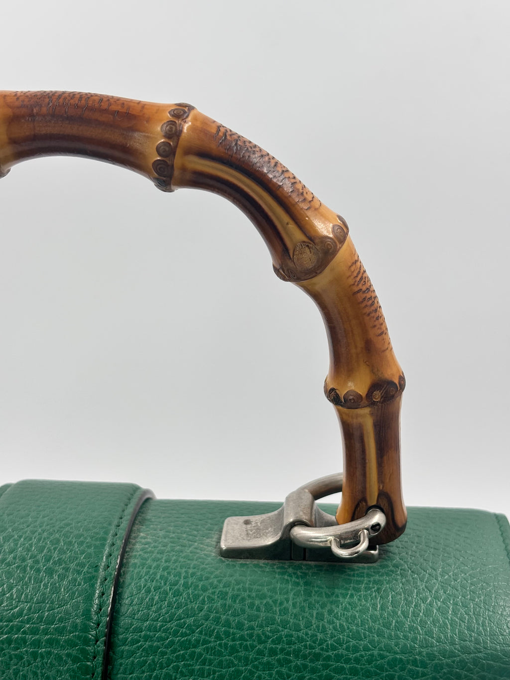 Gucci Green Leather Medium Dionysus Bamboo Top Handle Bag