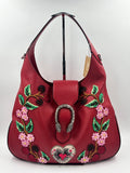 Gucci Calfskin Web Embroidered Medium Dionysus Hobo Bag