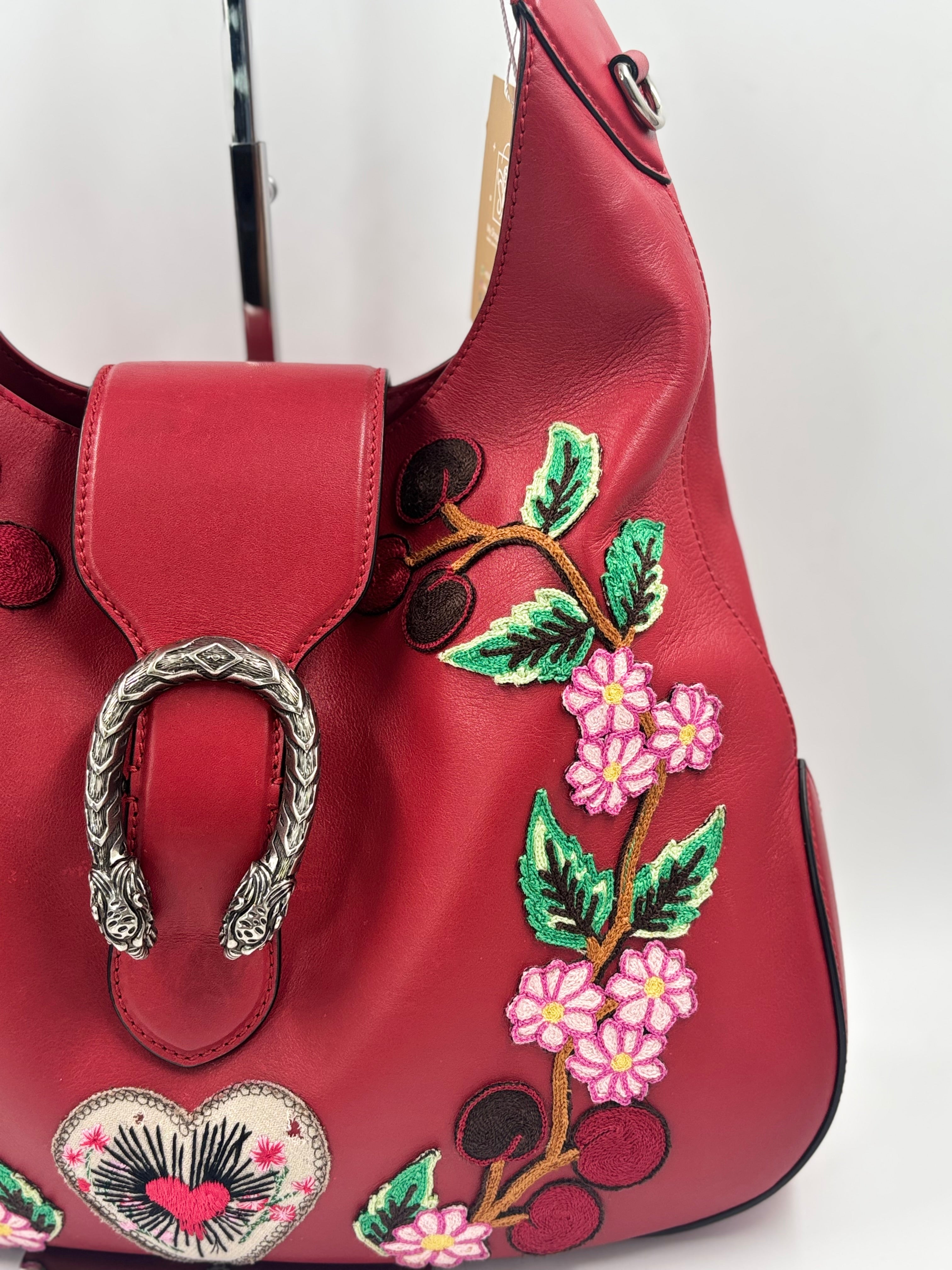 Gucci Calfskin Web Embroidered Medium Dionysus Hobo Bag