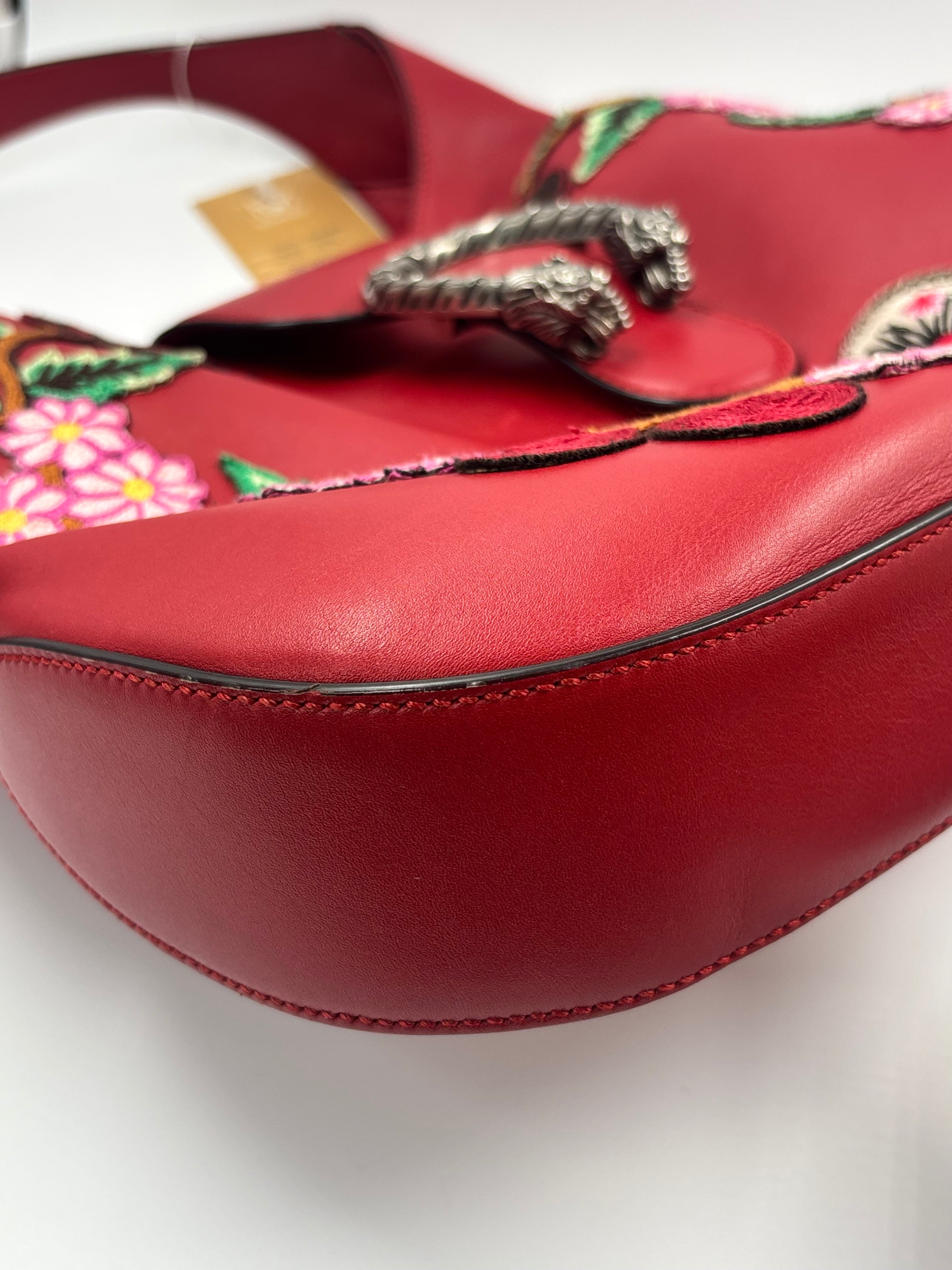 Gucci Calfskin Web Embroidered Medium Dionysus Hobo Bag