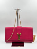 YSL Pink Calfskin Leather Clutch Bag
