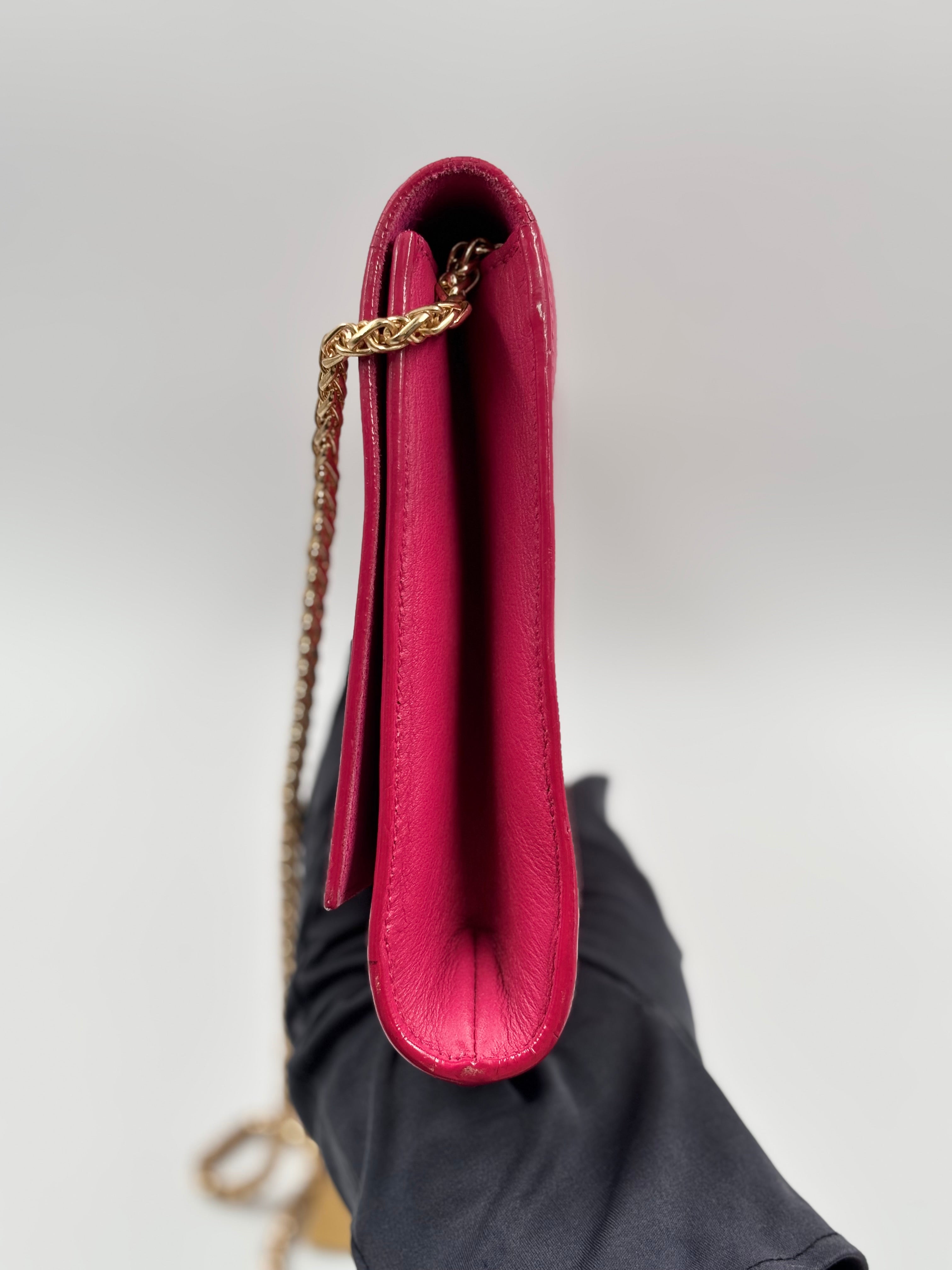 YSL Pink Calfskin Leather Clutch Bag