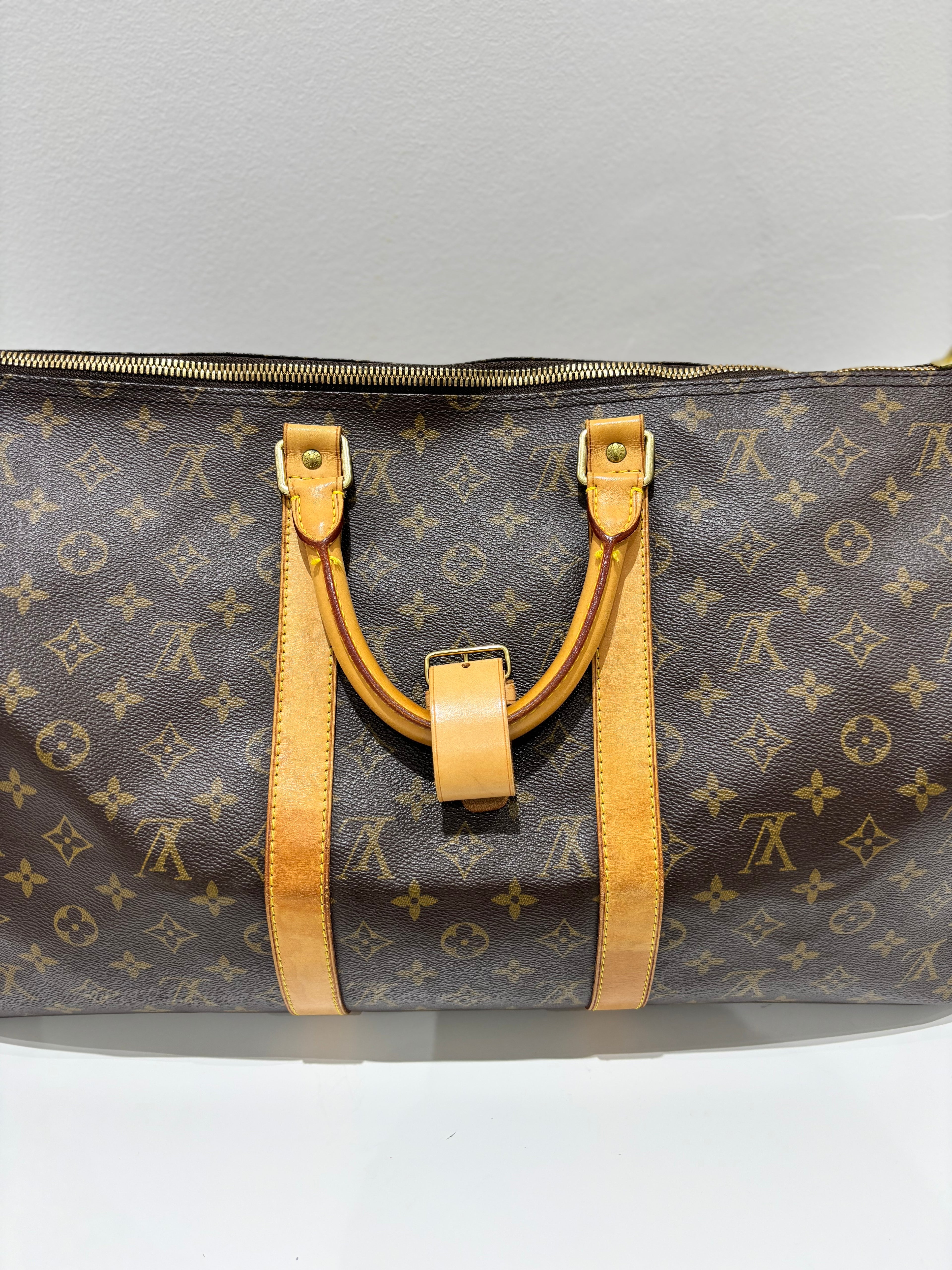 LV Monogram Canvas Keepall 50 W/ Shoulder Strap Bag