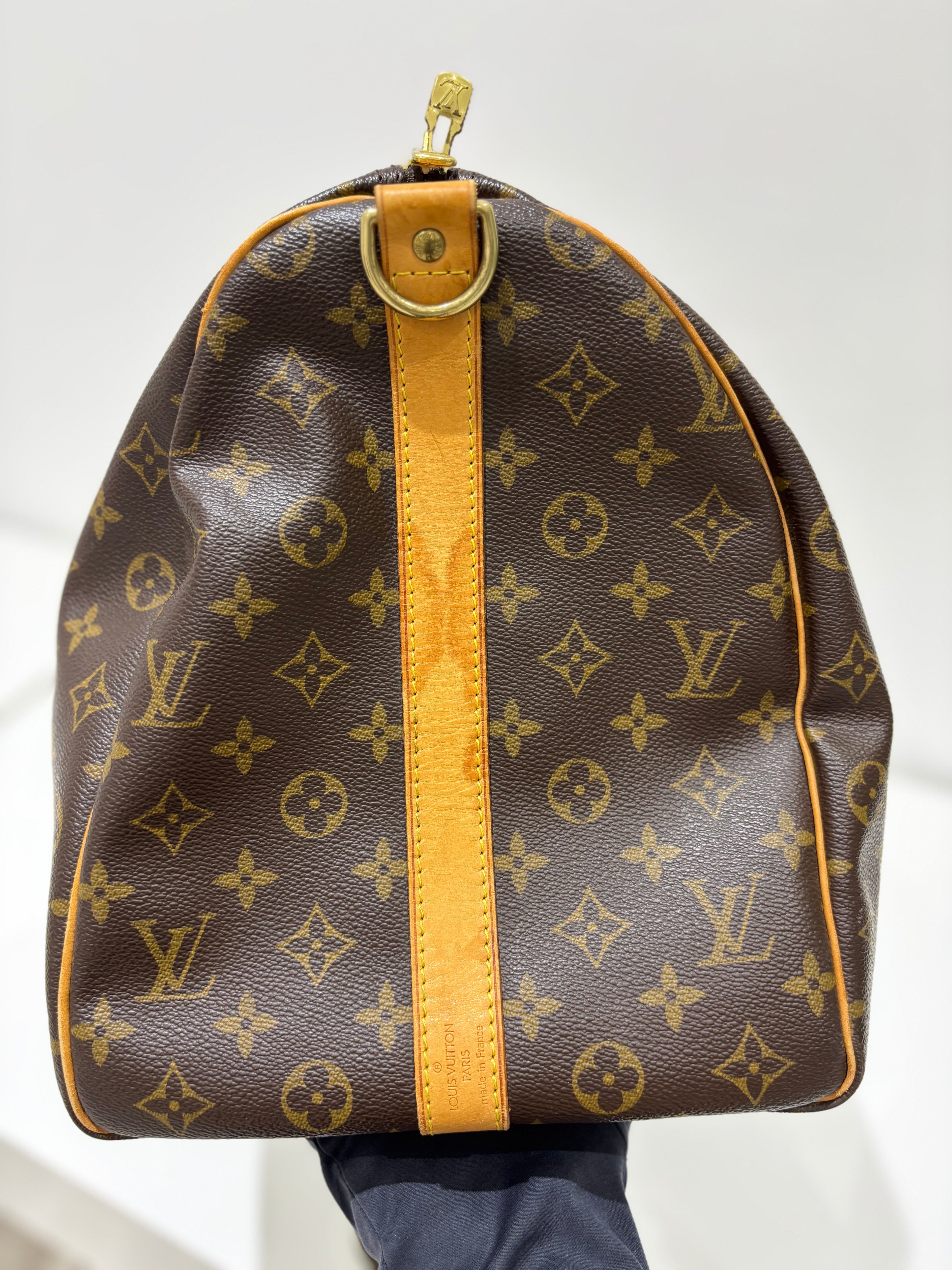 LV Monogram Canvas Keepall 50 W/ Shoulder Strap Bag