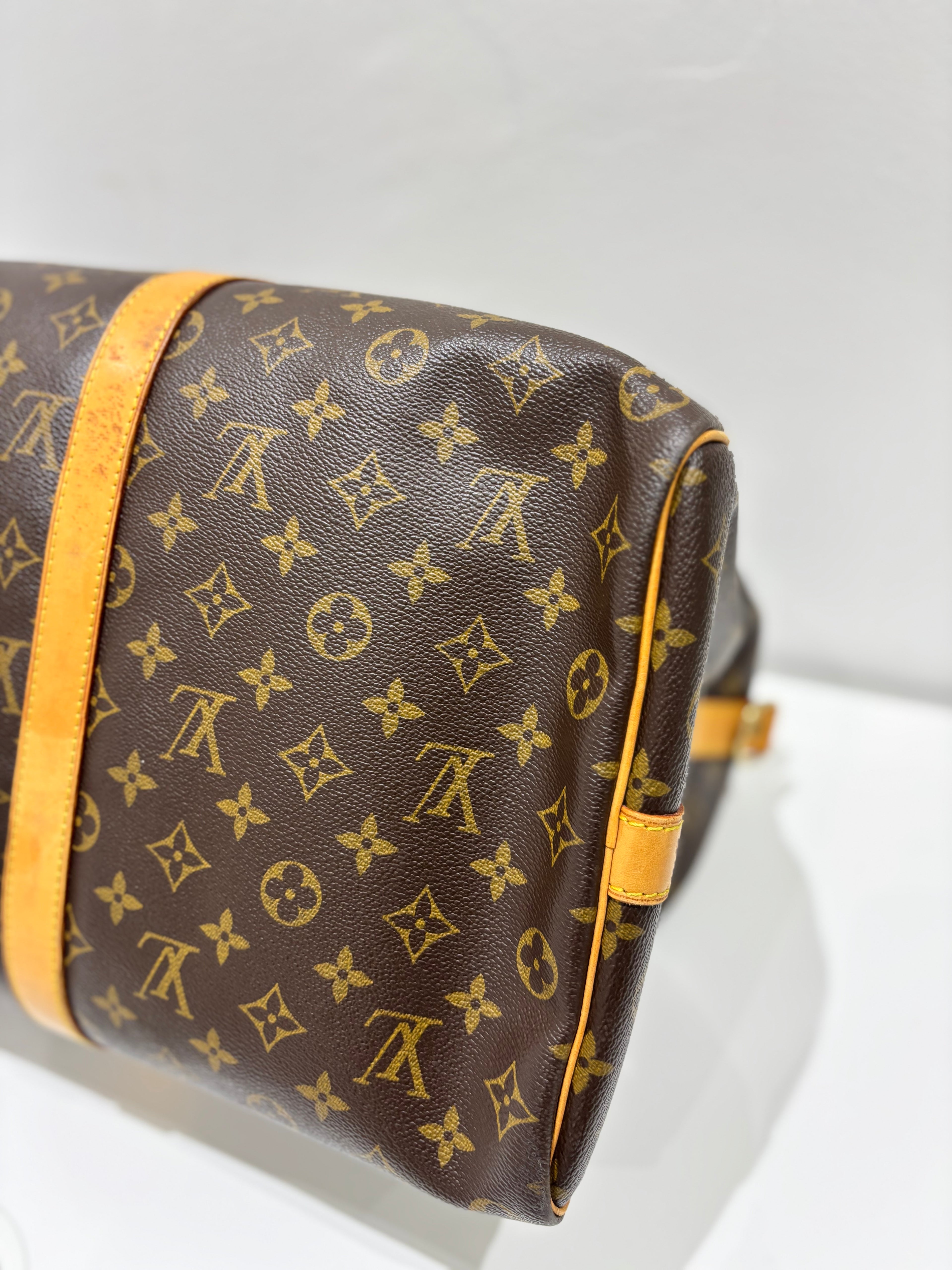 LV Monogram Canvas Keepall 50 W/ Shoulder Strap Bag