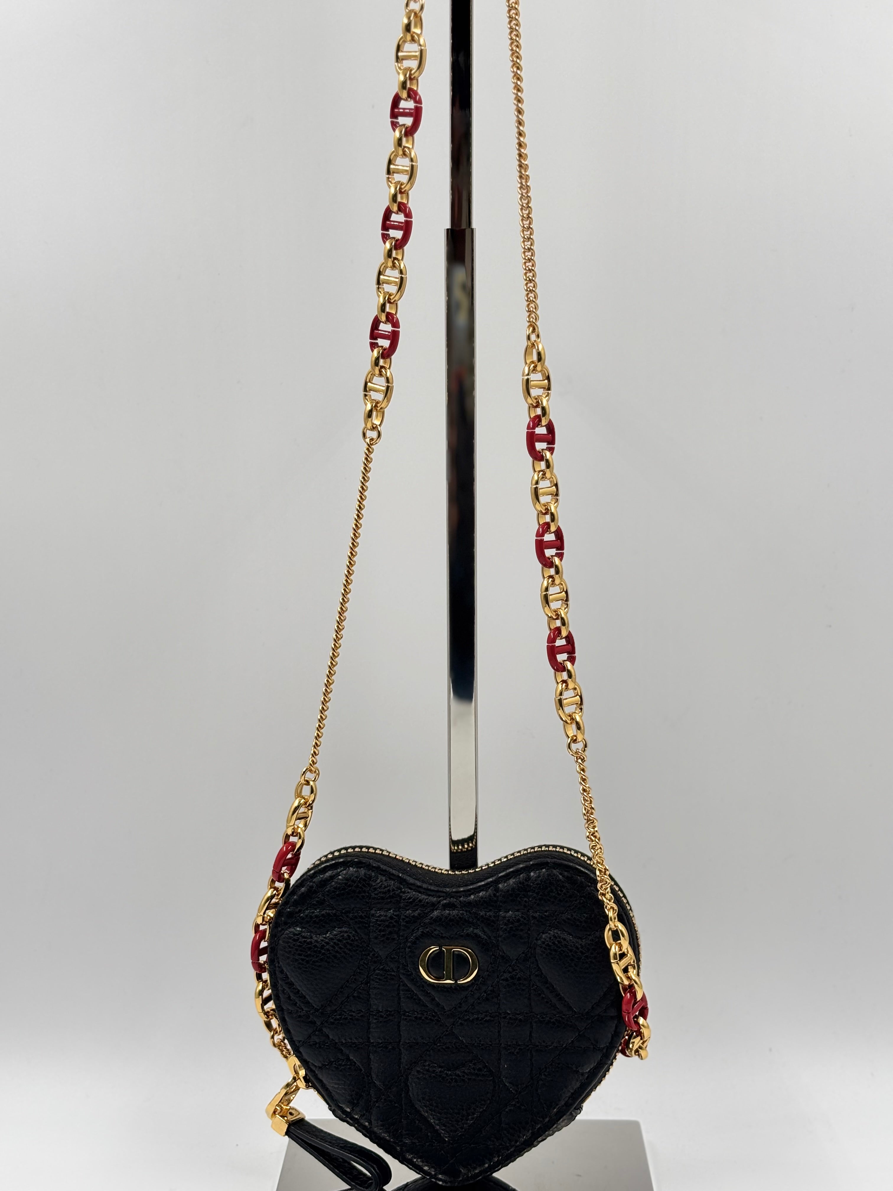 Christian Dior Caro  Heart Pouch with Chain