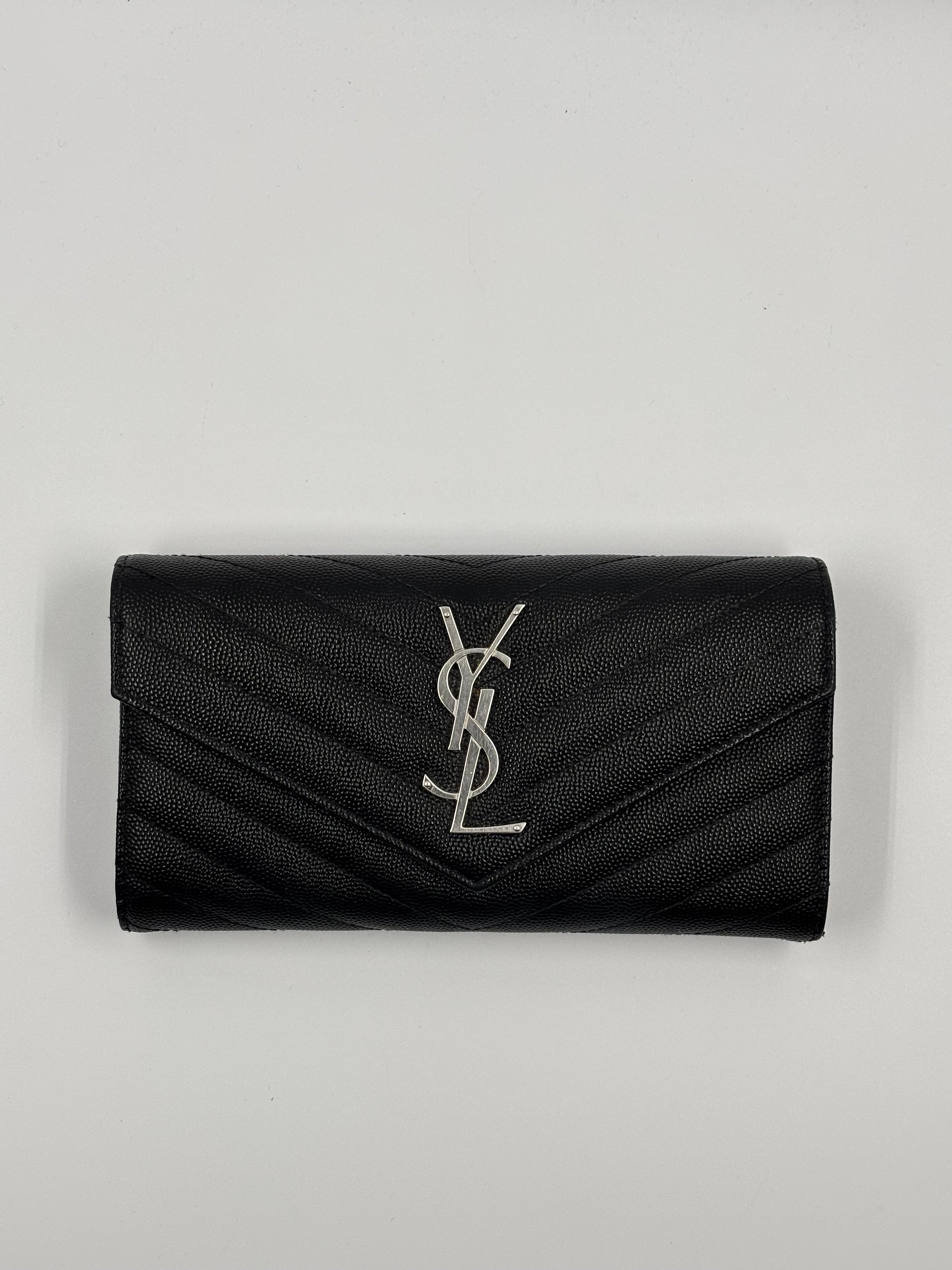 YSL Black Chevron Envelope Wallet