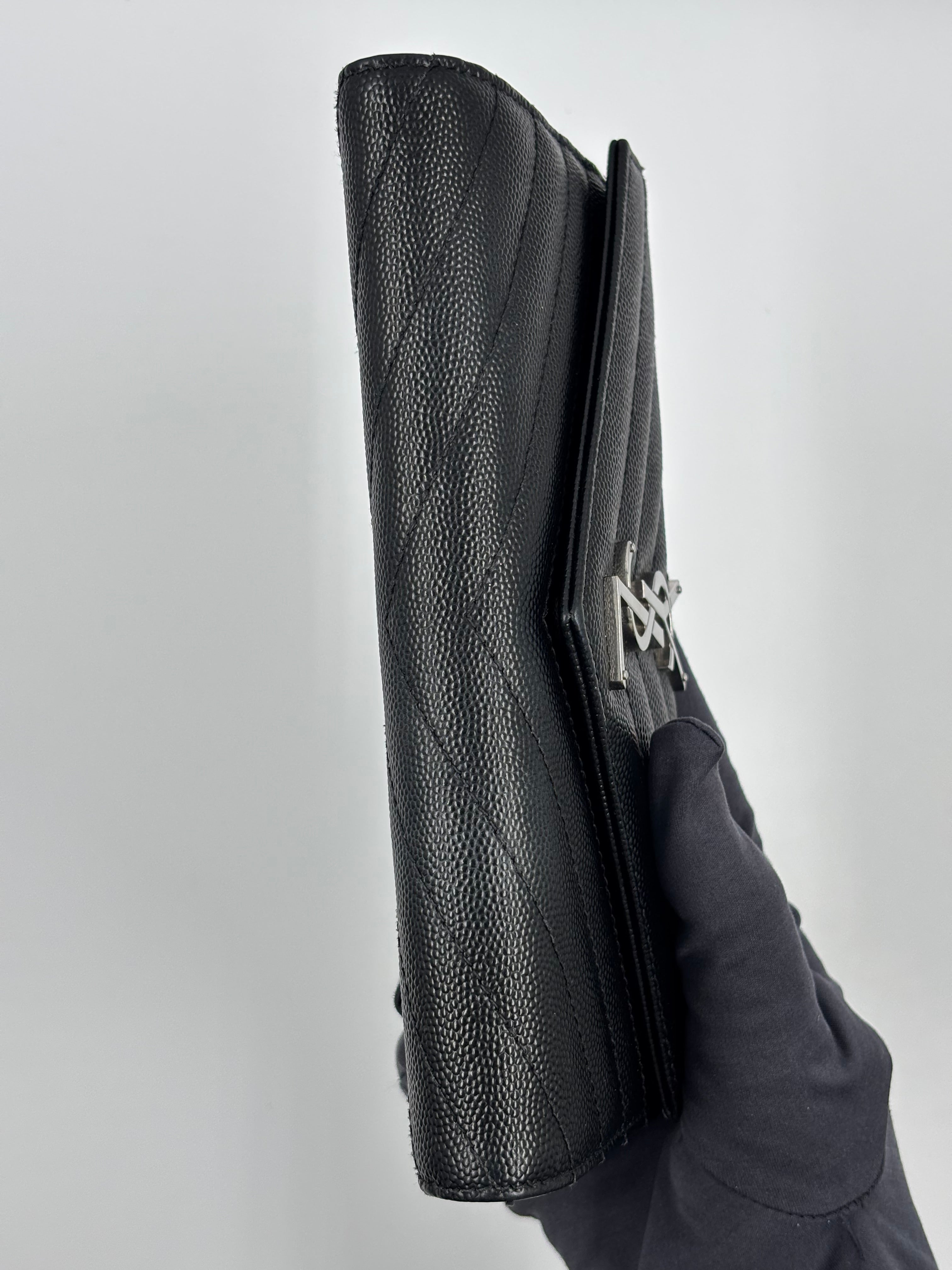 YSL Black Chevron Envelope Wallet