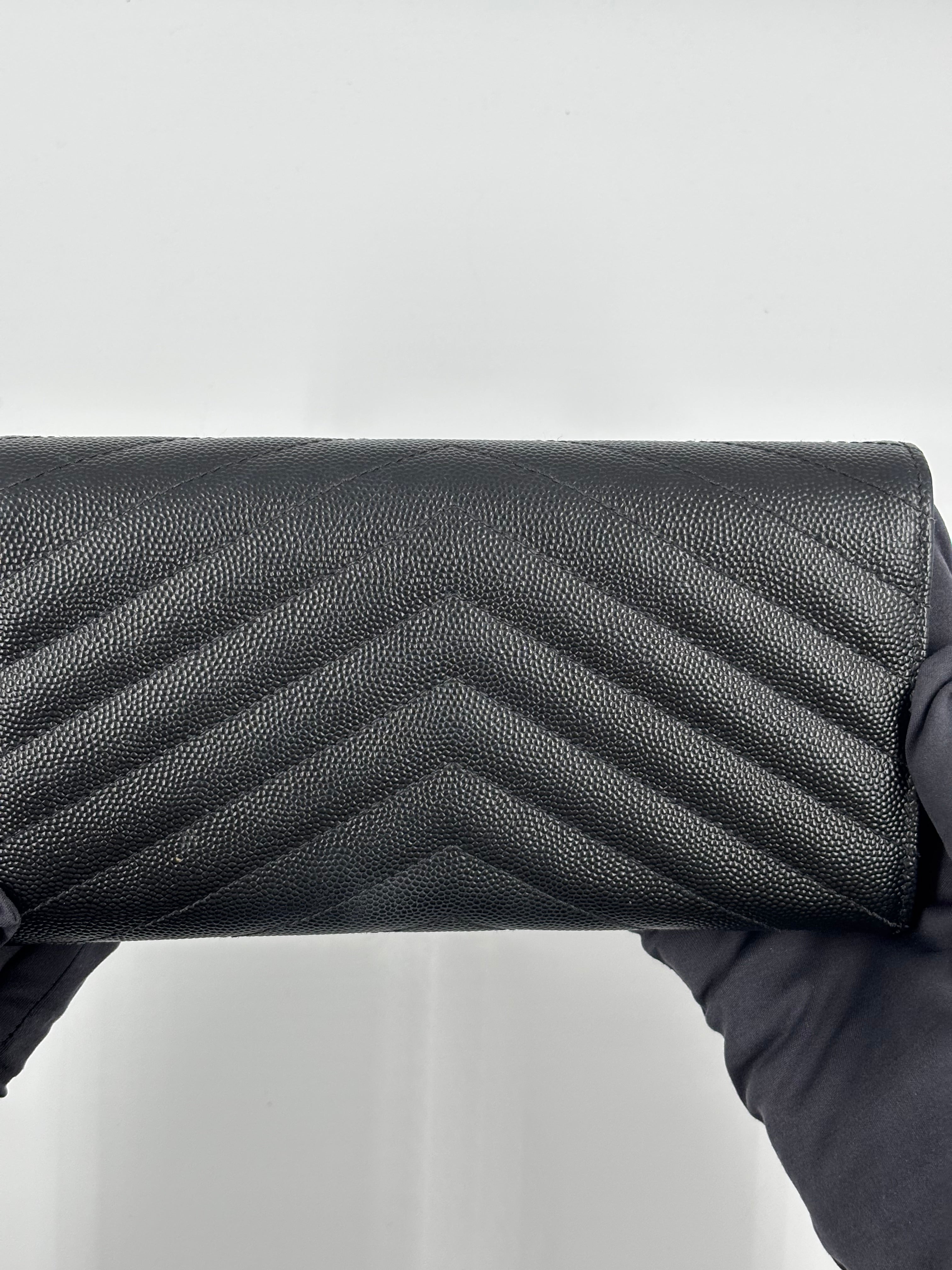 YSL Black Chevron Envelope Wallet