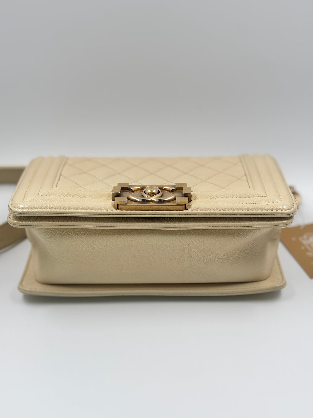 Chanel Beige Caviar Leather Boy Small Bag