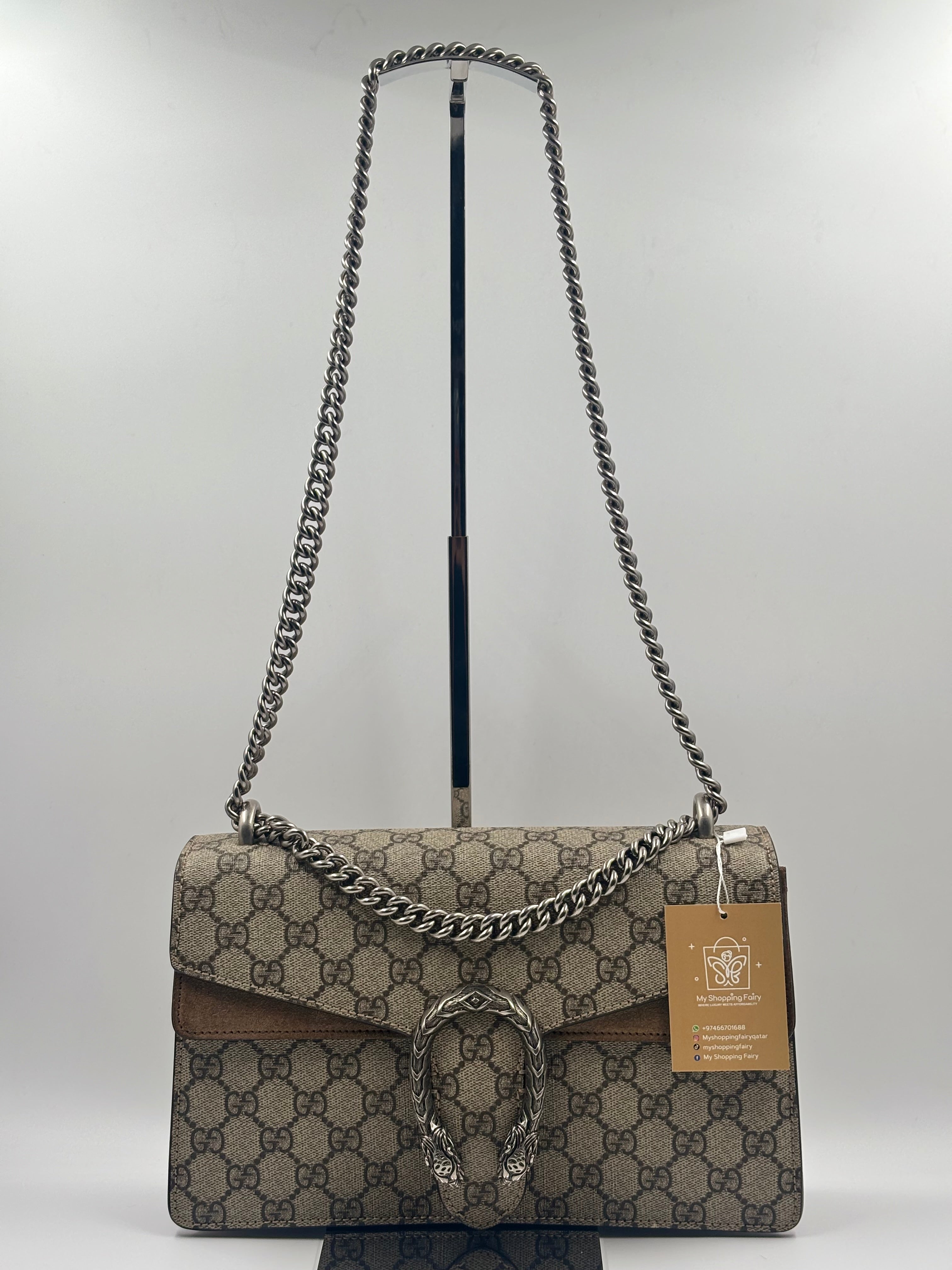 Gucci Beige GG Supreme Coated Canvas Dionysus Medium Shoulder Bag
