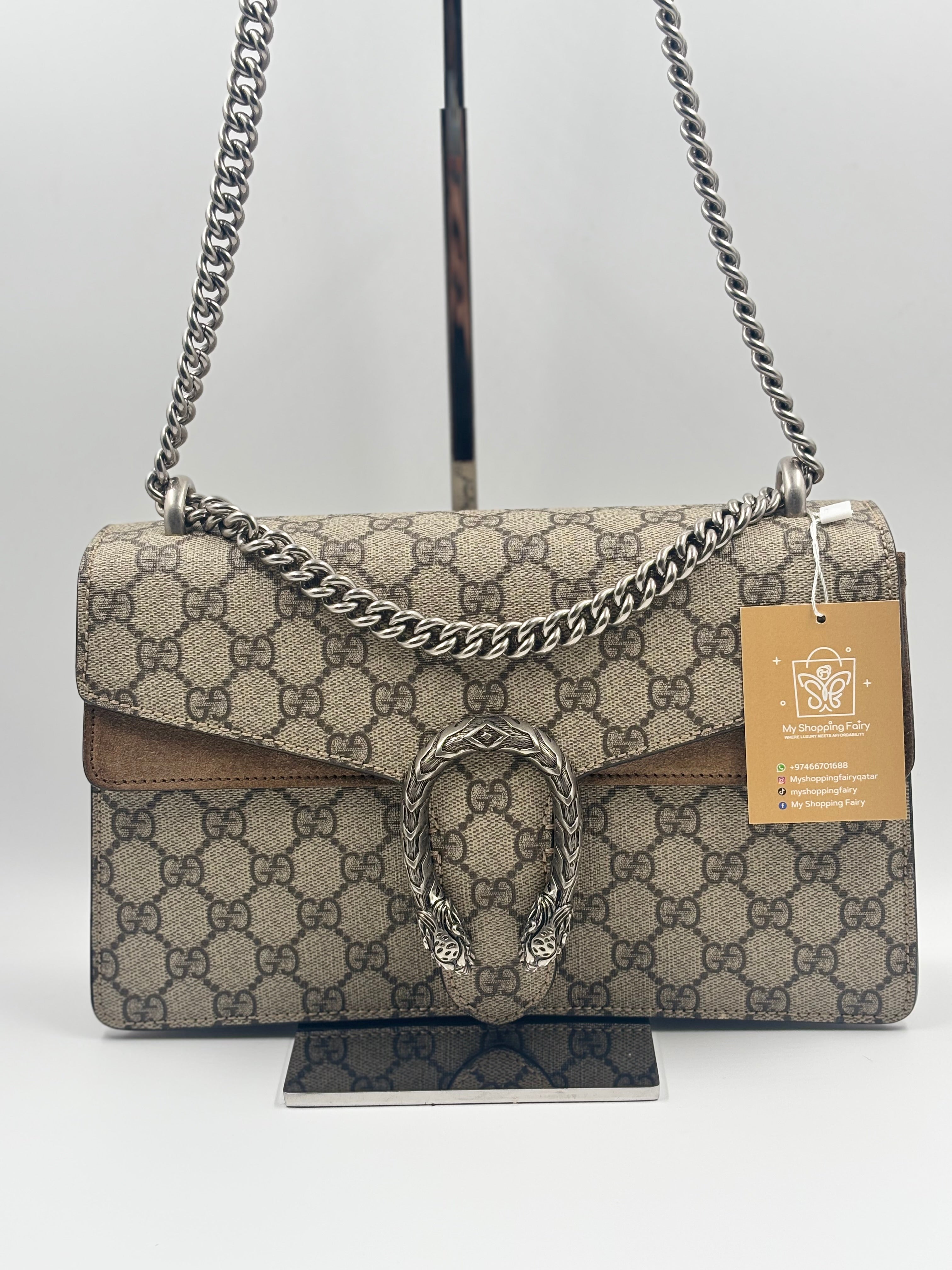 Gucci Beige GG Supreme Coated Canvas Dionysus Medium Shoulder Bag