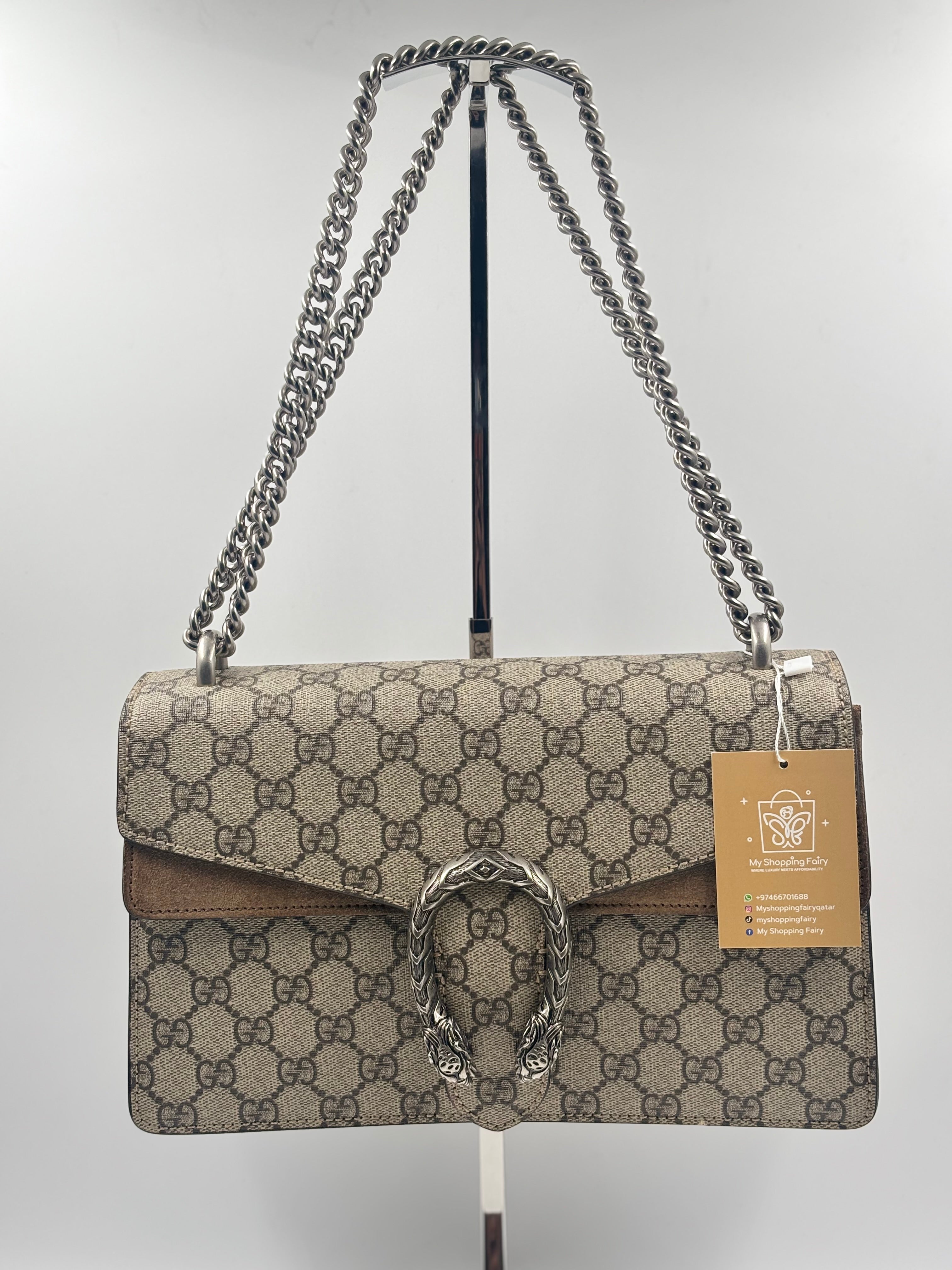 Gucci Beige GG Supreme Coated Canvas Dionysus Medium Shoulder Bag