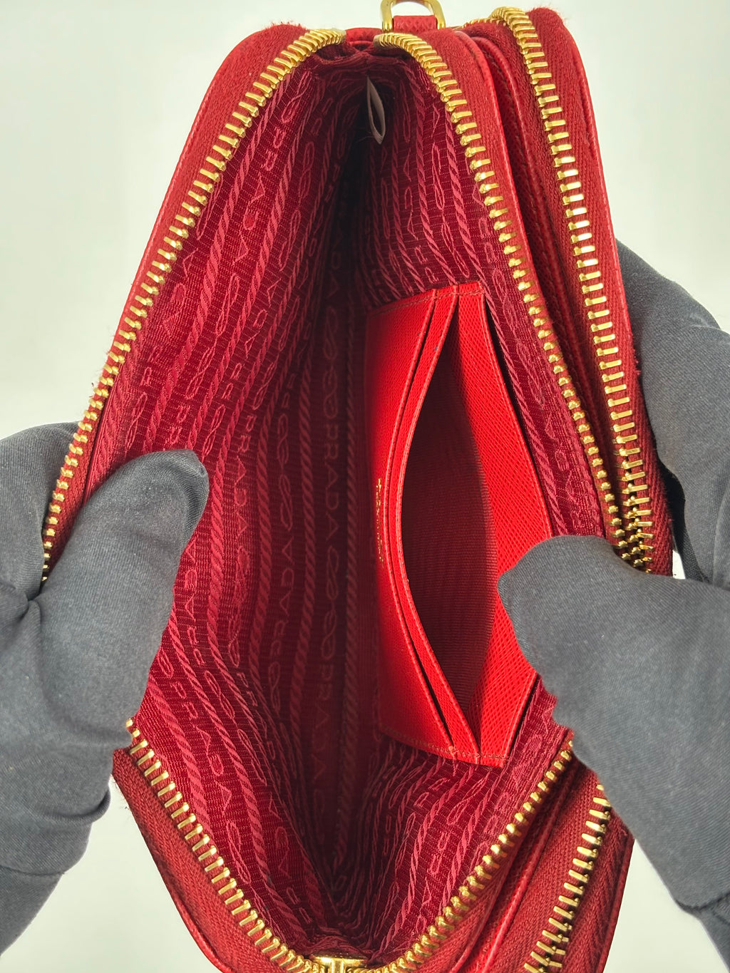 Prada Saffiano Lux Double Zip Camera Bag