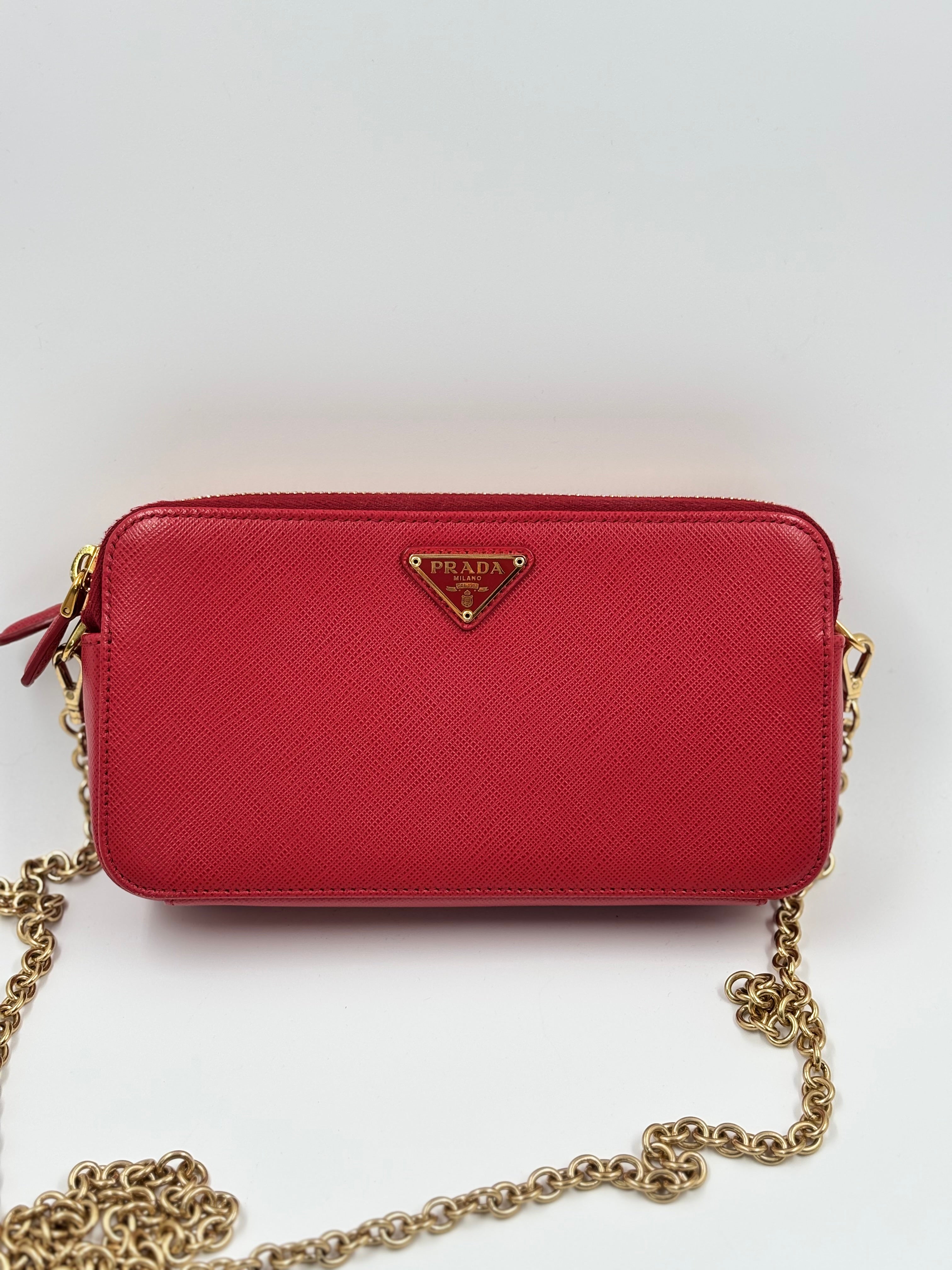 Prada Saffiano Lux Double Zip Camera Bag