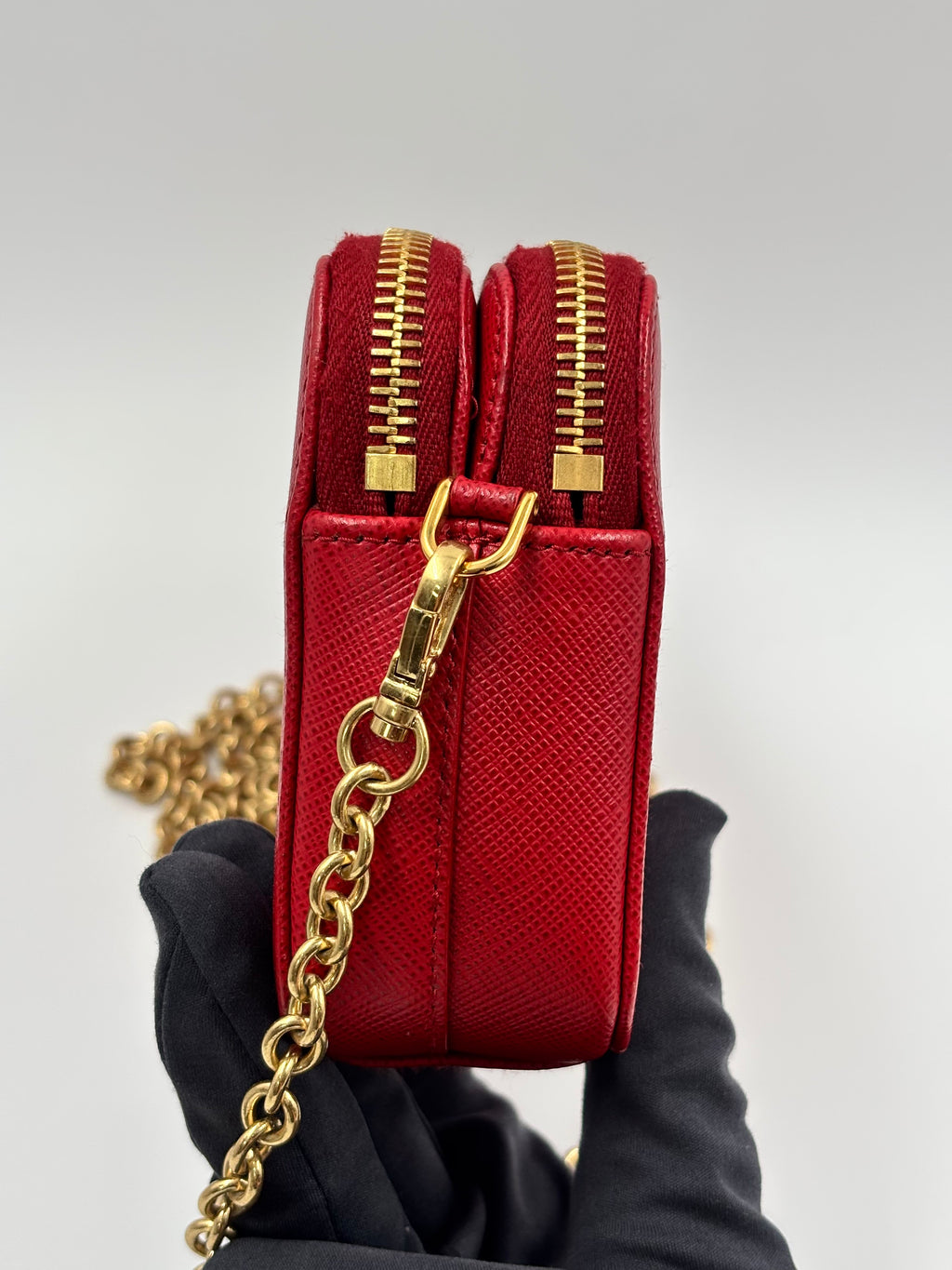 Prada Saffiano Lux Double Zip Camera Bag