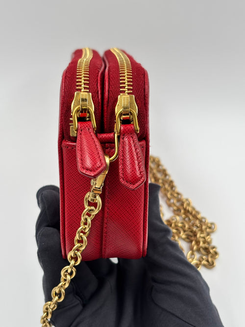 Prada Saffiano Lux Double Zip Camera Bag