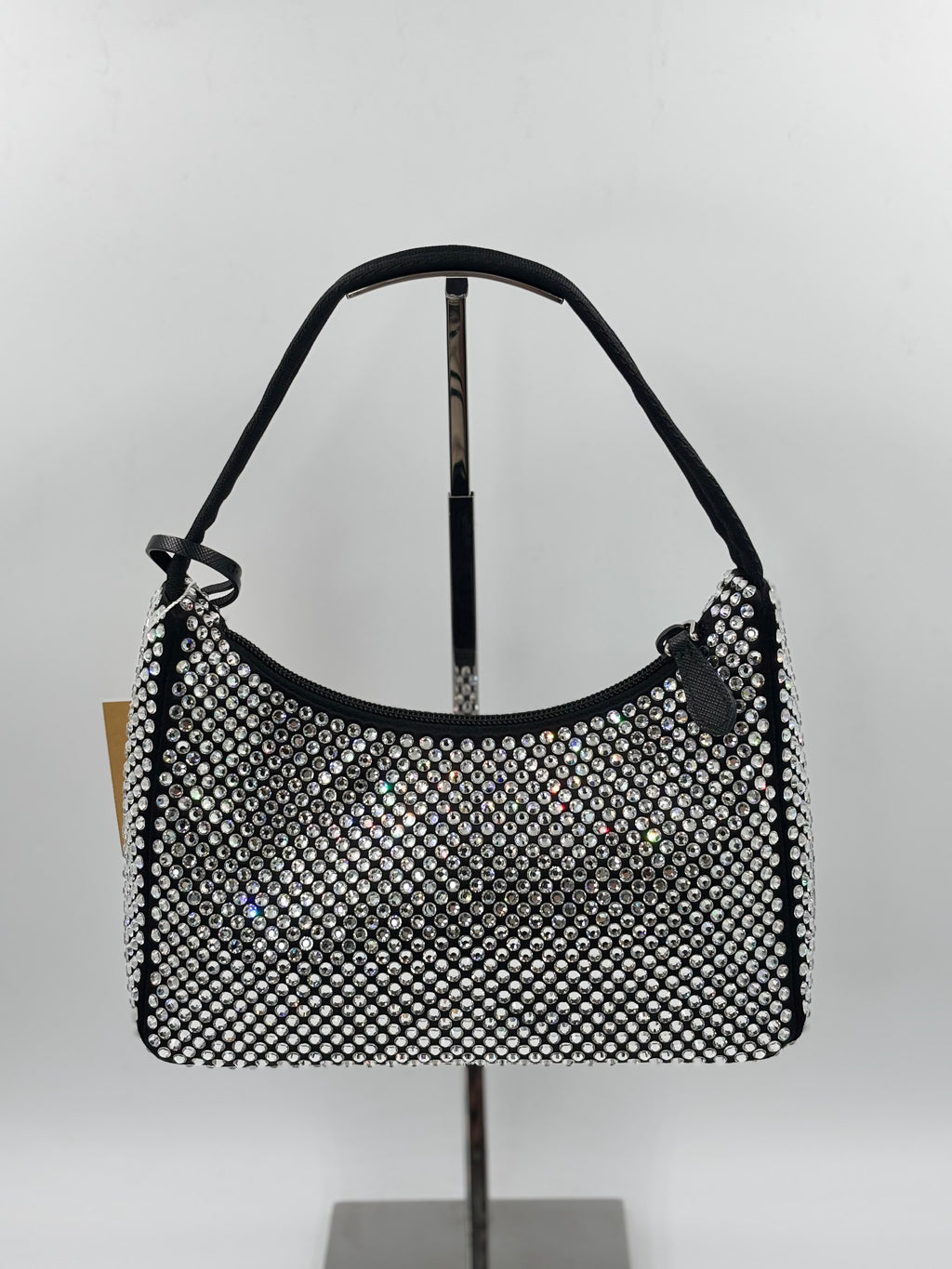 PRADA Black Satin Crystal Re Edition 2000 Mini Bag
