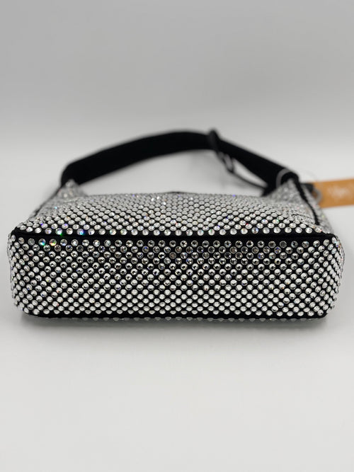 PRADA Black Satin Crystal Re Edition 2000 Mini Bag