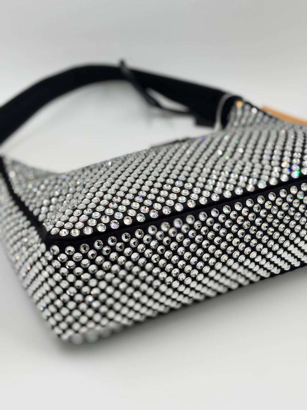PRADA Black Satin Crystal Re Edition 2000 Mini Bag