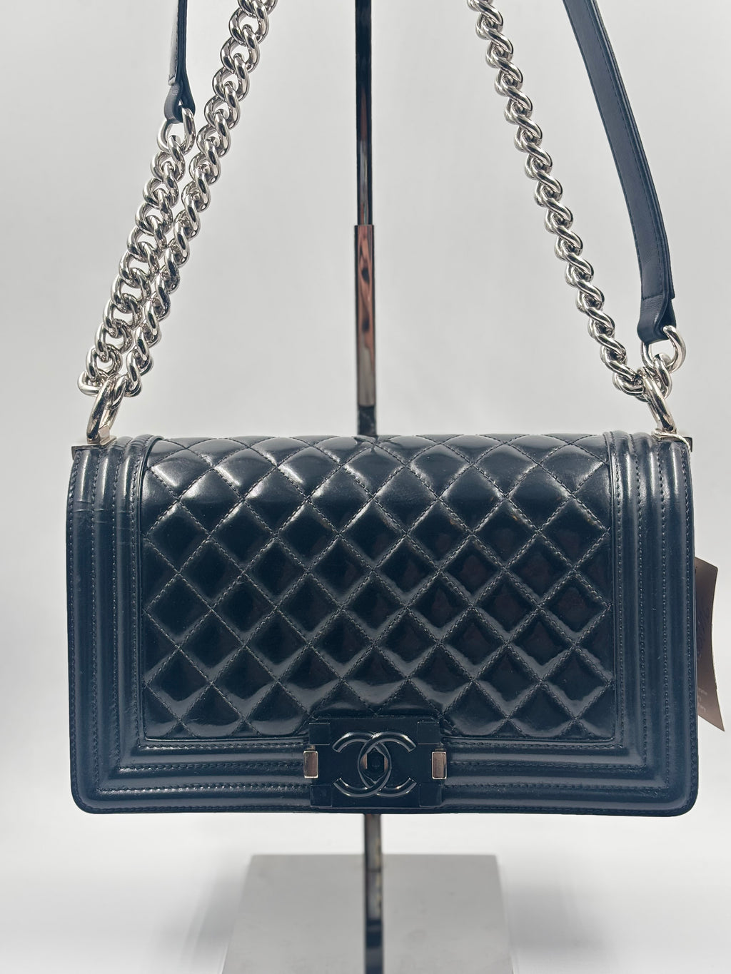 Chanel  Le boy Old Medium Black Patent