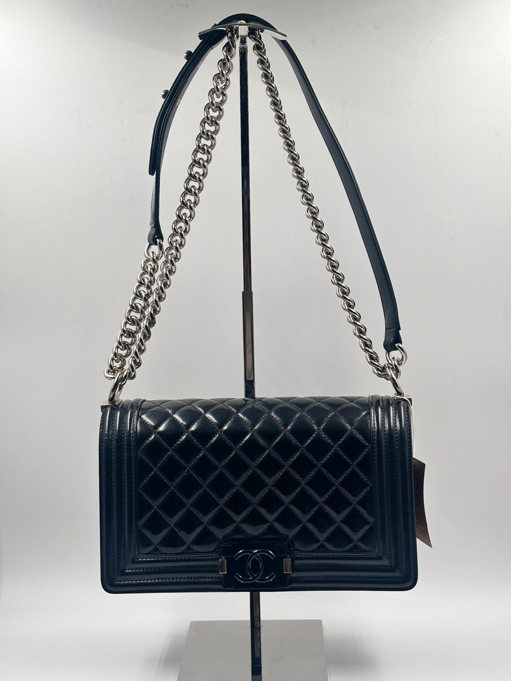 Chanel  Le boy Old Medium Black Patent