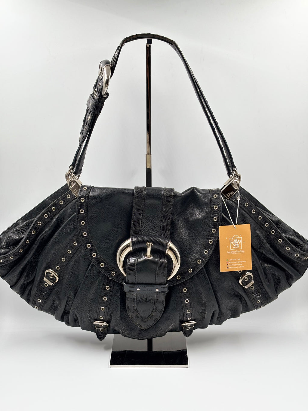 Christian Dior Buckled Eyelet Shoulder Bag